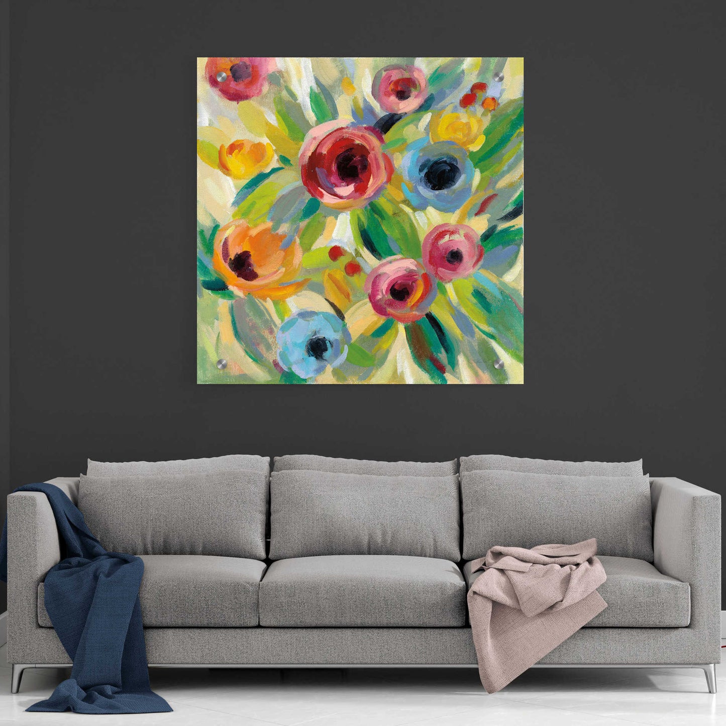 Epic Art 'Vivid Coral Floral II' by Silvia Vassileva, Acrylic Glass Wall Art,36x36