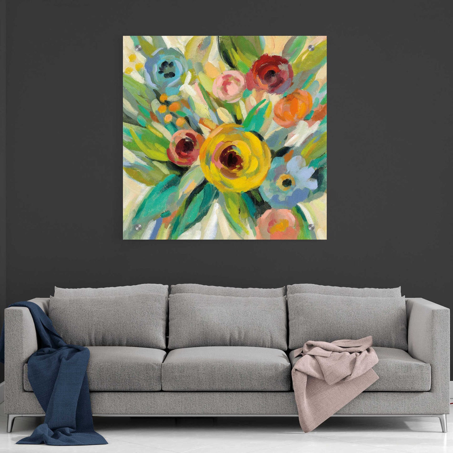 Epic Art 'Vivid Coral Floral III' by Silvia Vassileva, Acrylic Glass Wall Art,36x36