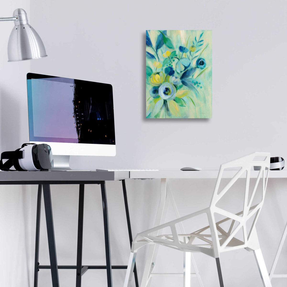 Epic Art 'Elegant Blue Floral I' by Silvia Vassileva, Acrylic Glass Wall Art,12x16