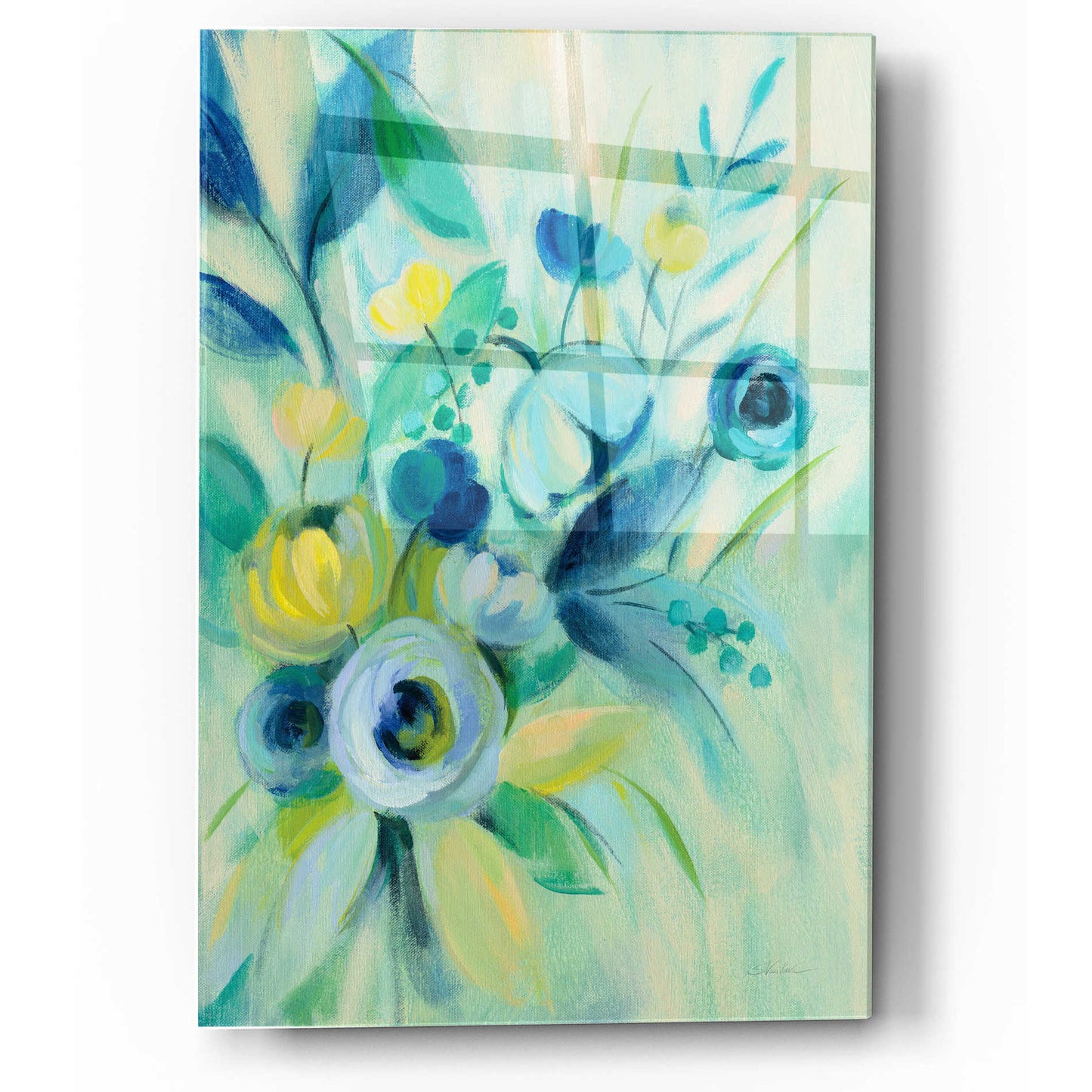 Epic Art 'Elegant Blue Floral I' by Silvia Vassileva, Acrylic Glass Wall Art,12x16