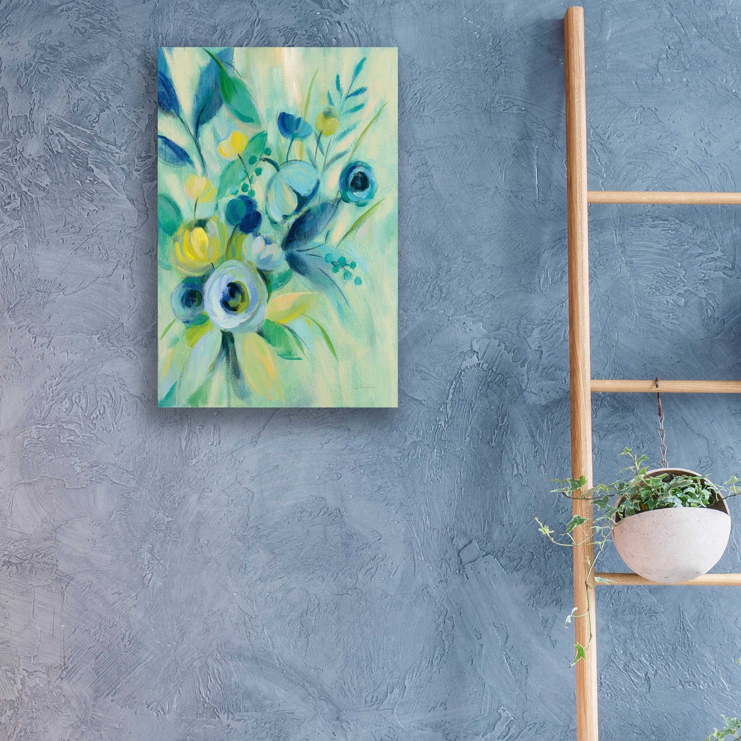 Epic Art 'Elegant Blue Floral I' by Silvia Vassileva, Acrylic Glass Wall Art,16x24