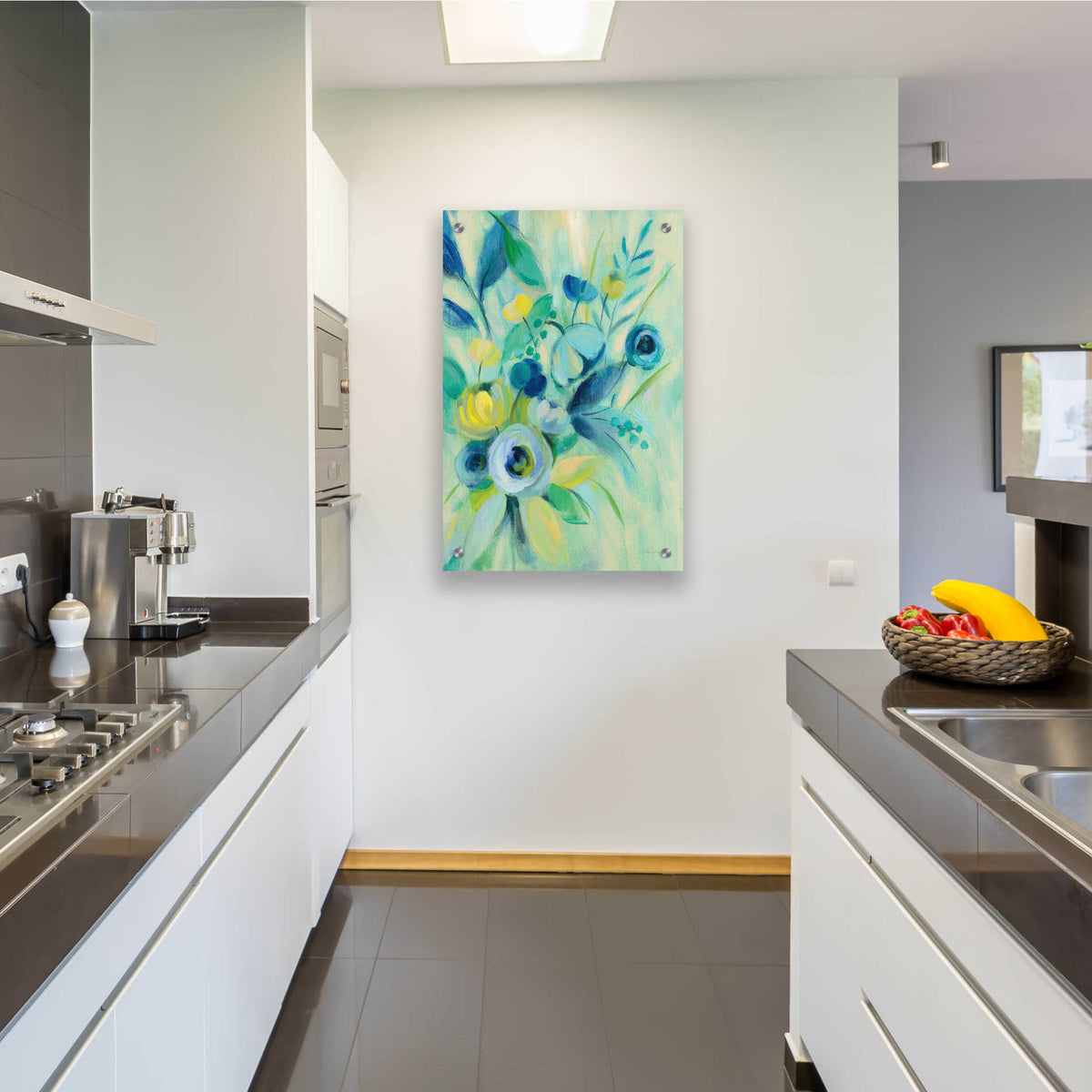 Epic Art 'Elegant Blue Floral I' by Silvia Vassileva, Acrylic Glass Wall Art,24x36