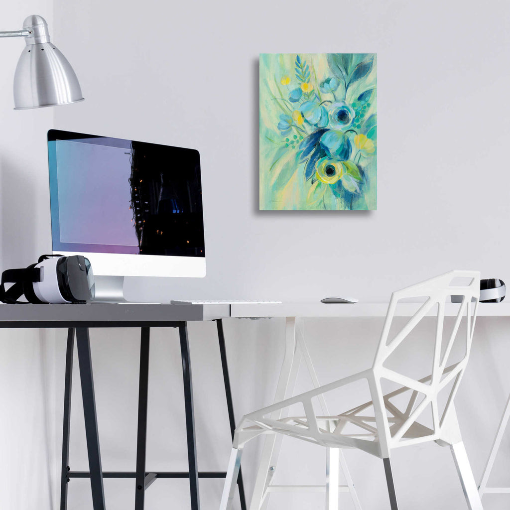 Epic Art 'Elegant Blue Floral II' by Silvia Vassileva, Acrylic Glass Wall Art,12x16