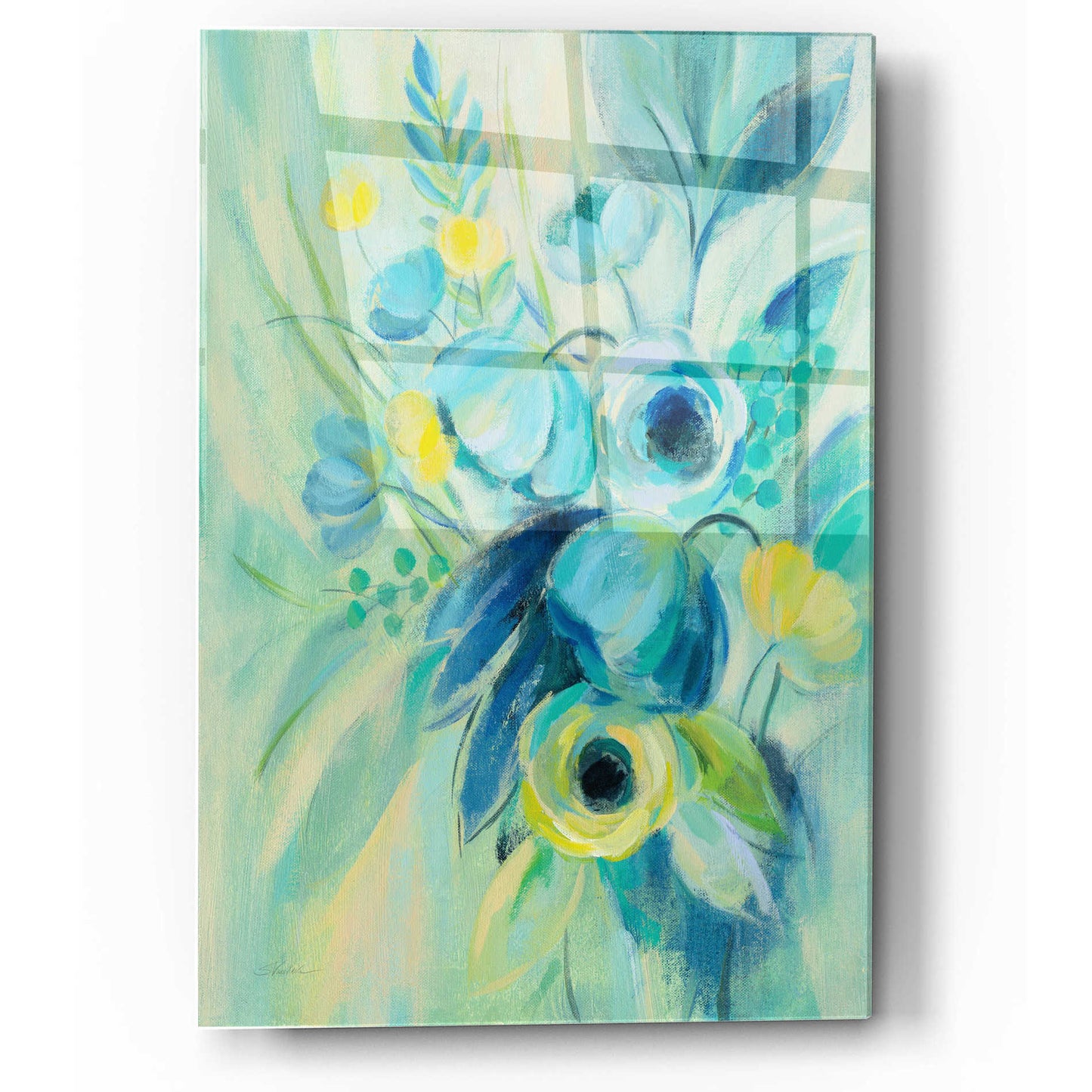 Epic Art 'Elegant Blue Floral II' by Silvia Vassileva, Acrylic Glass Wall Art,12x16