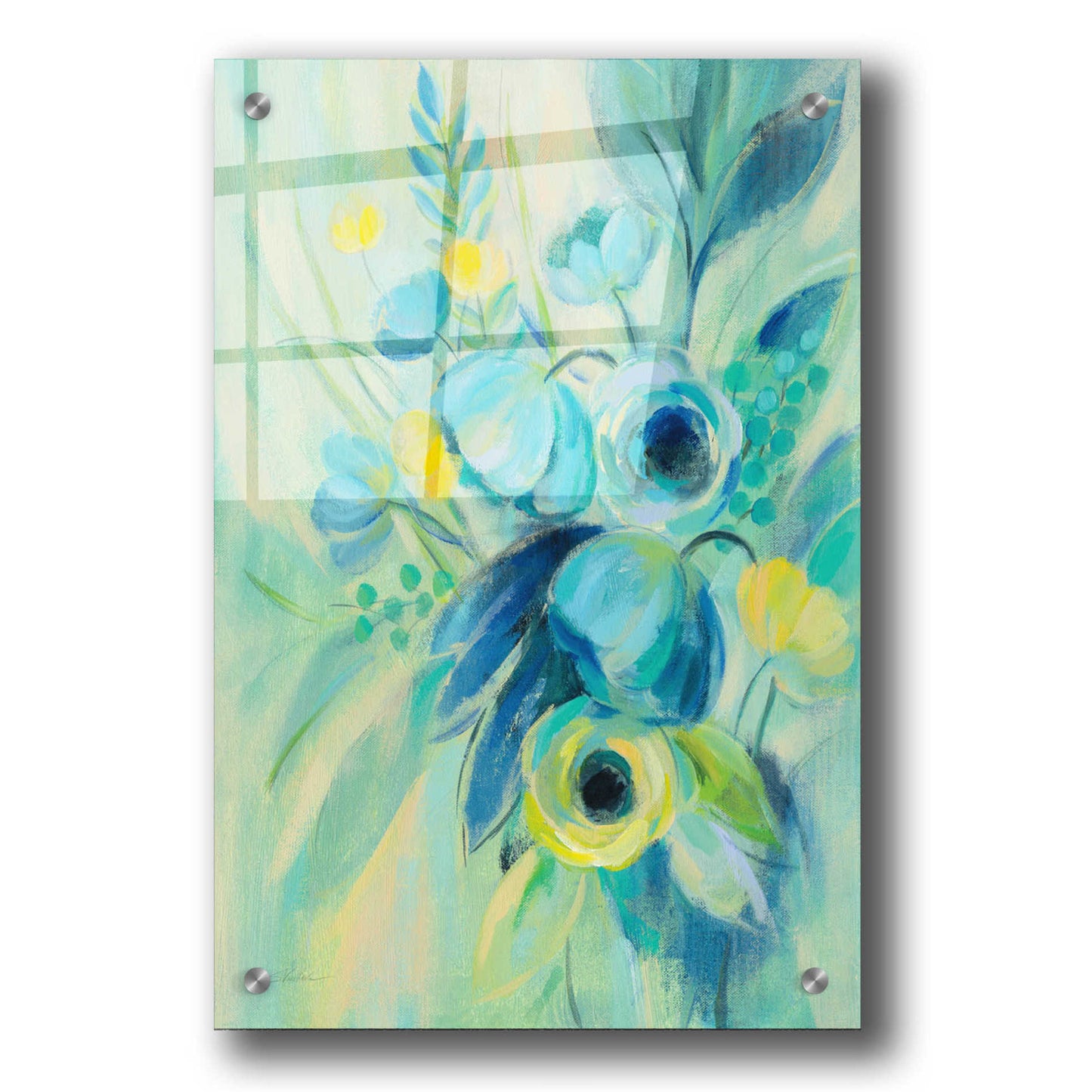 Epic Art 'Elegant Blue Floral II' by Silvia Vassileva, Acrylic Glass Wall Art,24x36