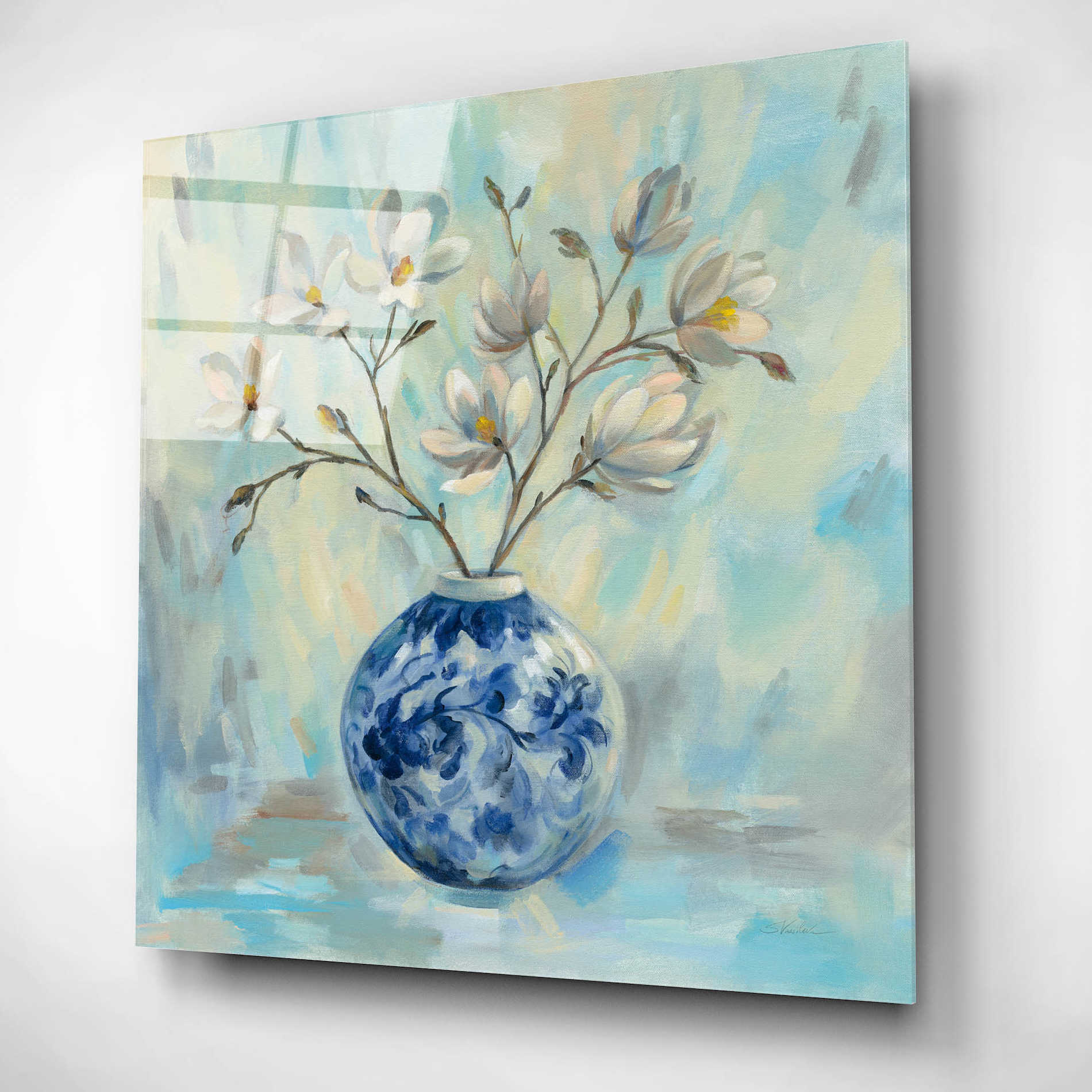 Epic Art 'Chinoiserie and Branches' by Silvia Vassileva, Acrylic Glass Wall Art,12x12