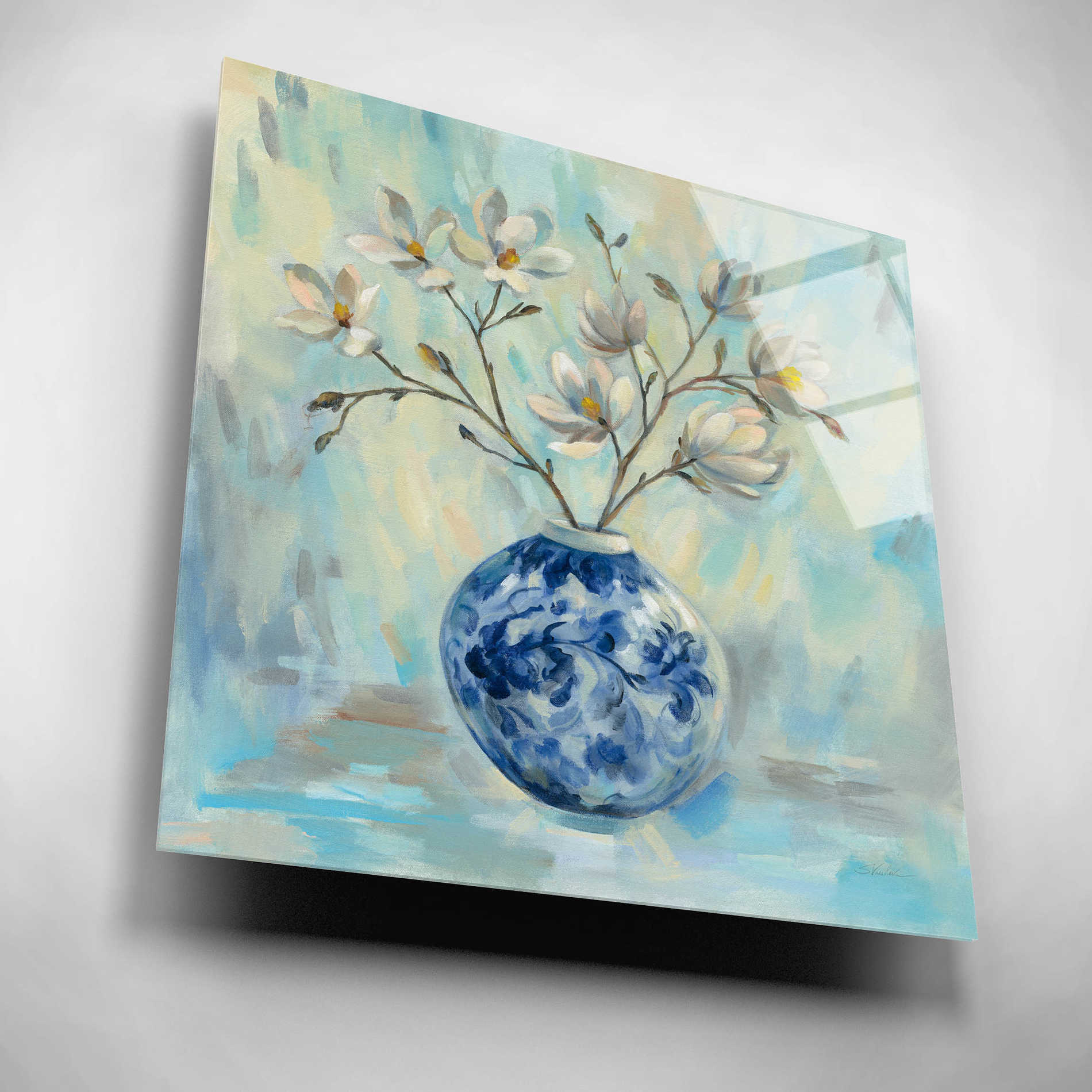 Epic Art 'Chinoiserie and Branches' by Silvia Vassileva, Acrylic Glass Wall Art,12x12