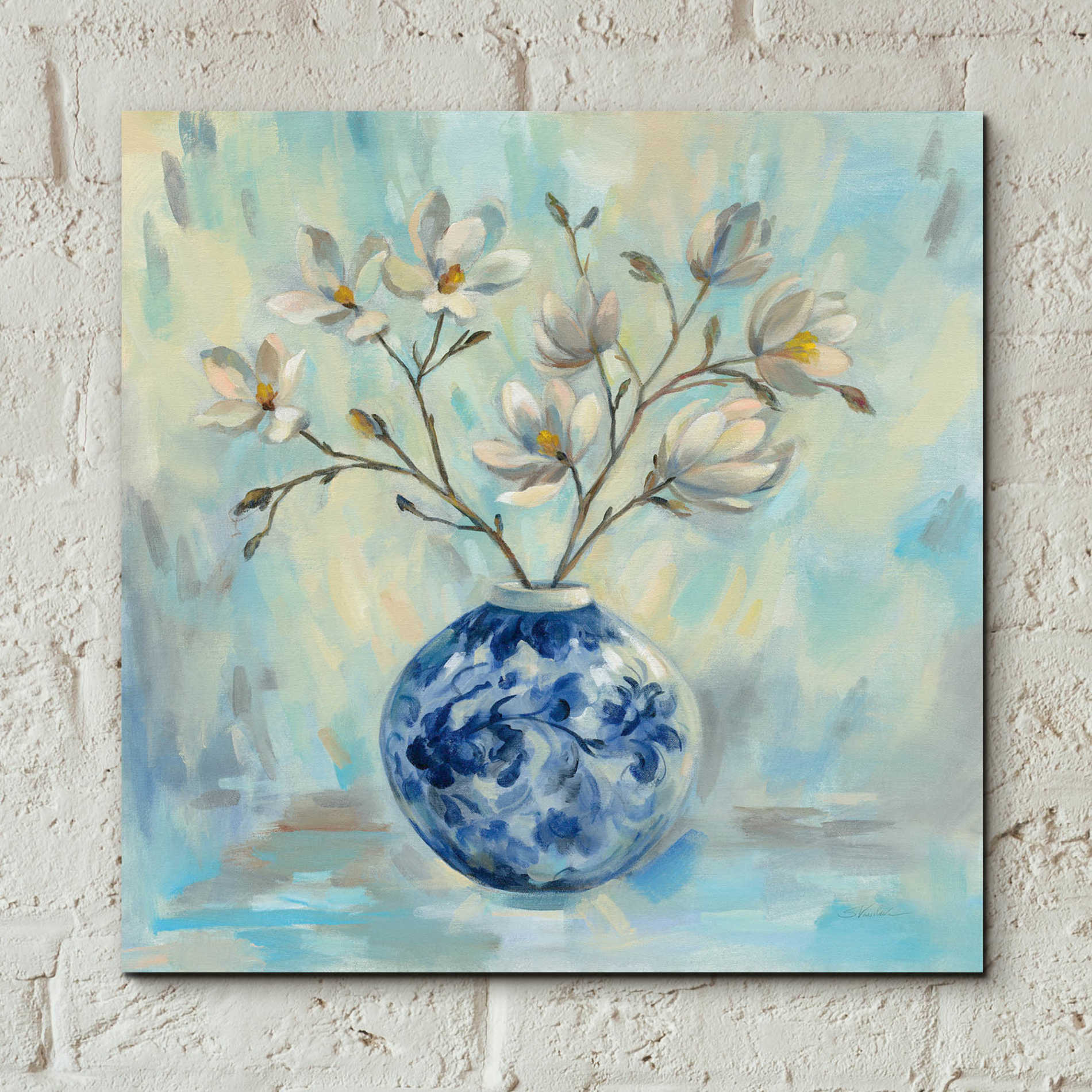 Epic Art 'Chinoiserie and Branches' by Silvia Vassileva, Acrylic Glass Wall Art,12x12