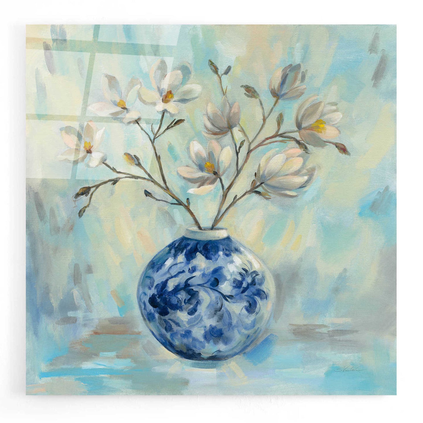 Epic Art 'Chinoiserie and Branches' by Silvia Vassileva, Acrylic Glass Wall Art,12x12