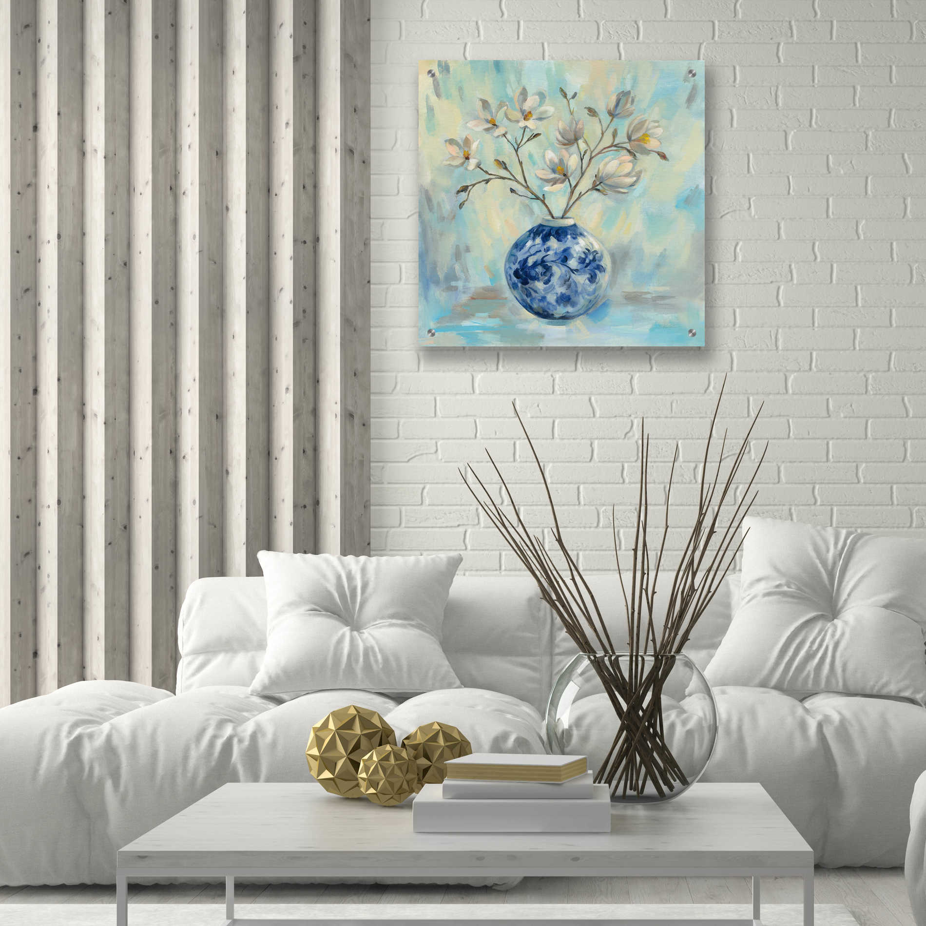 Epic Art 'Chinoiserie and Branches' by Silvia Vassileva, Acrylic Glass Wall Art,24x24