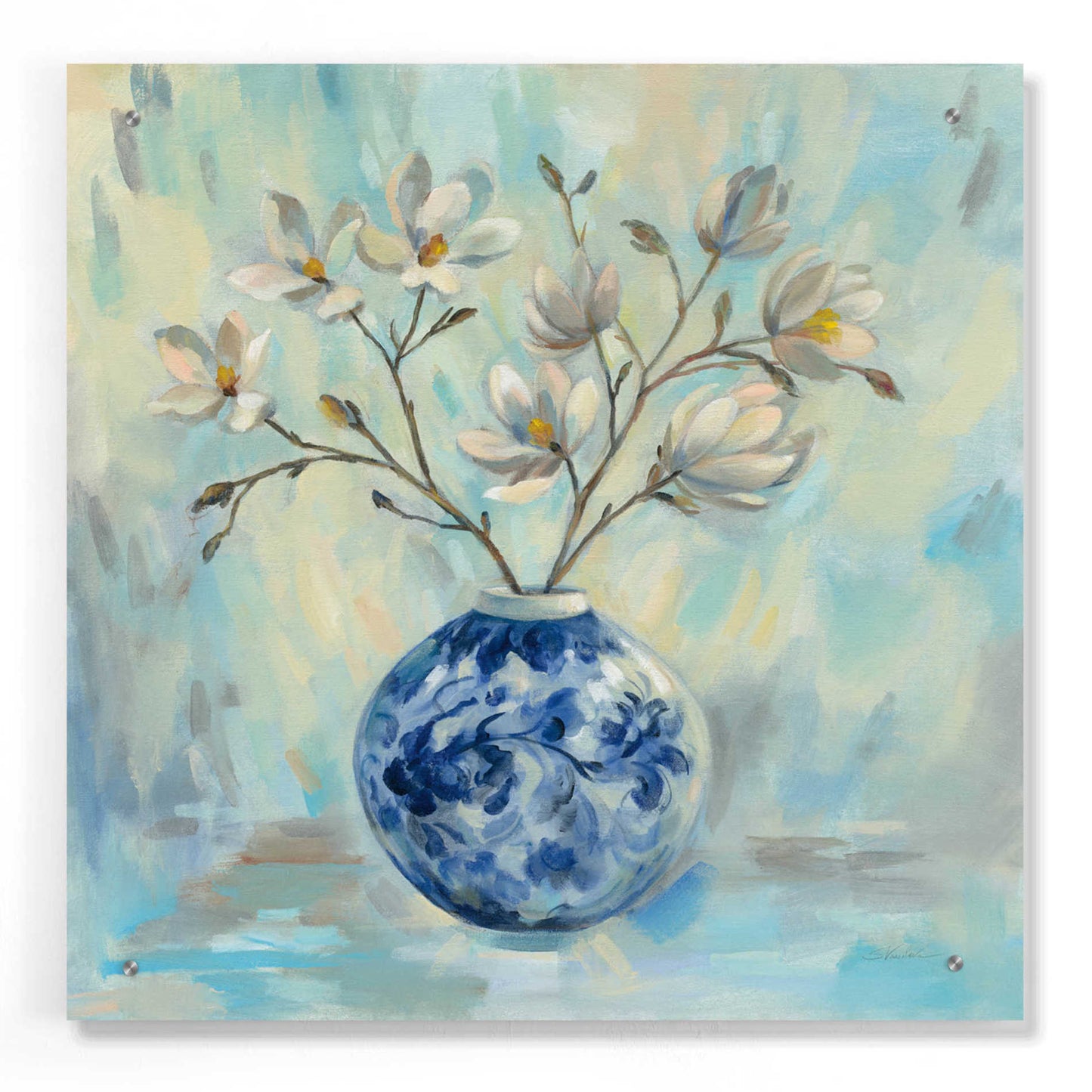 Epic Art 'Chinoiserie and Branches' by Silvia Vassileva, Acrylic Glass Wall Art,24x24