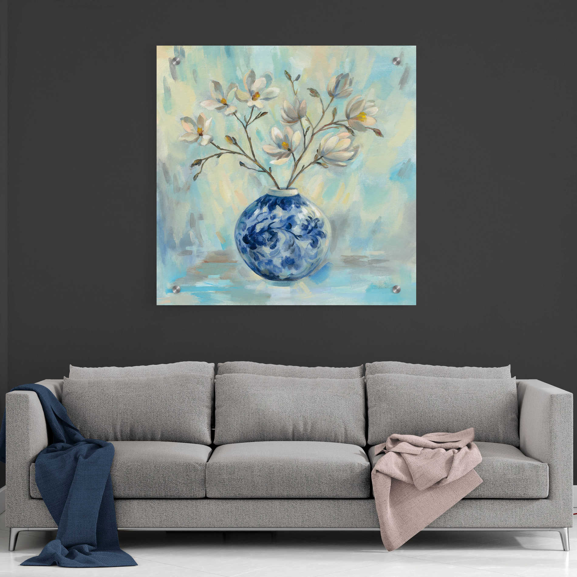 Epic Art 'Chinoiserie and Branches' by Silvia Vassileva, Acrylic Glass Wall Art,36x36