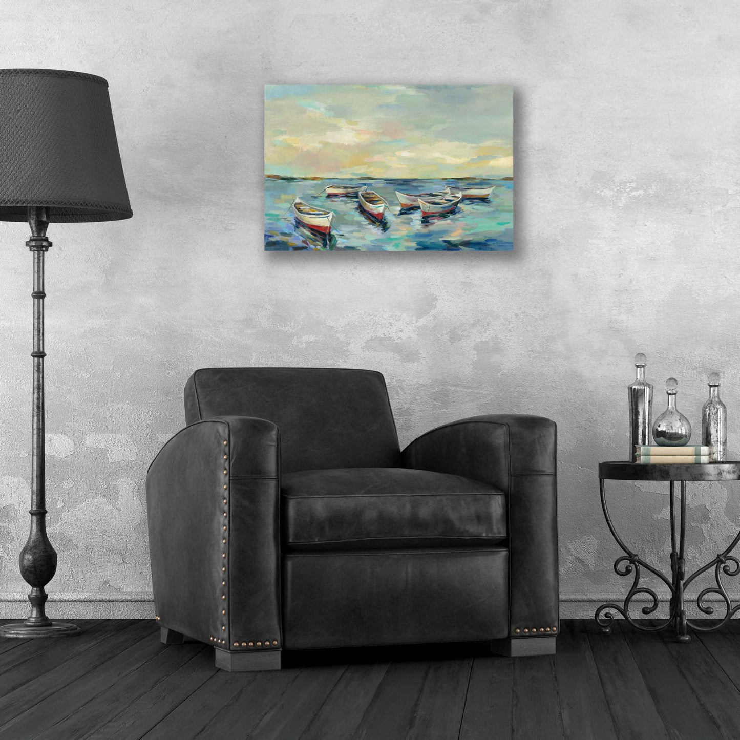 Epic Art 'Coastal View of Boats' by Silvia Vassileva, Acrylic Glass Wall Art,24x16