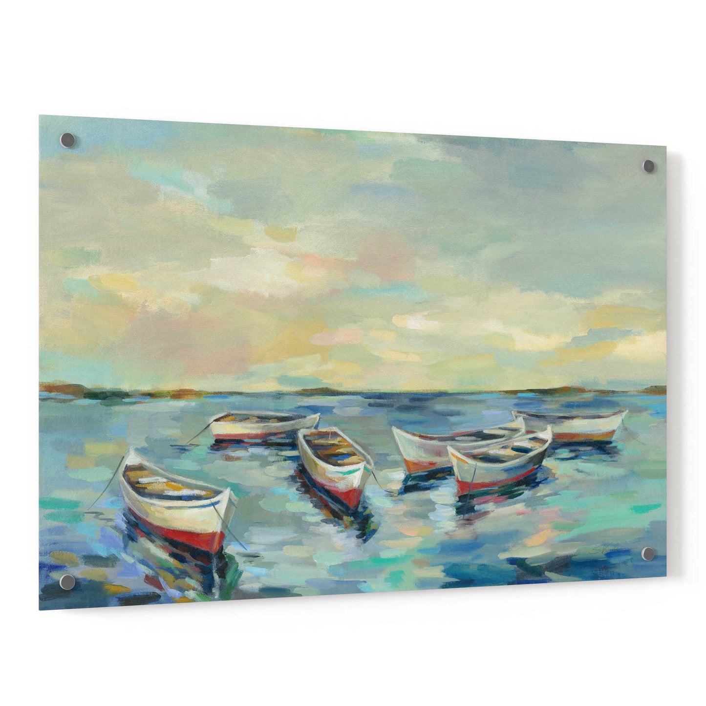 Epic Art 'Coastal View of Boats' by Silvia Vassileva, Acrylic Glass Wall Art,36x24