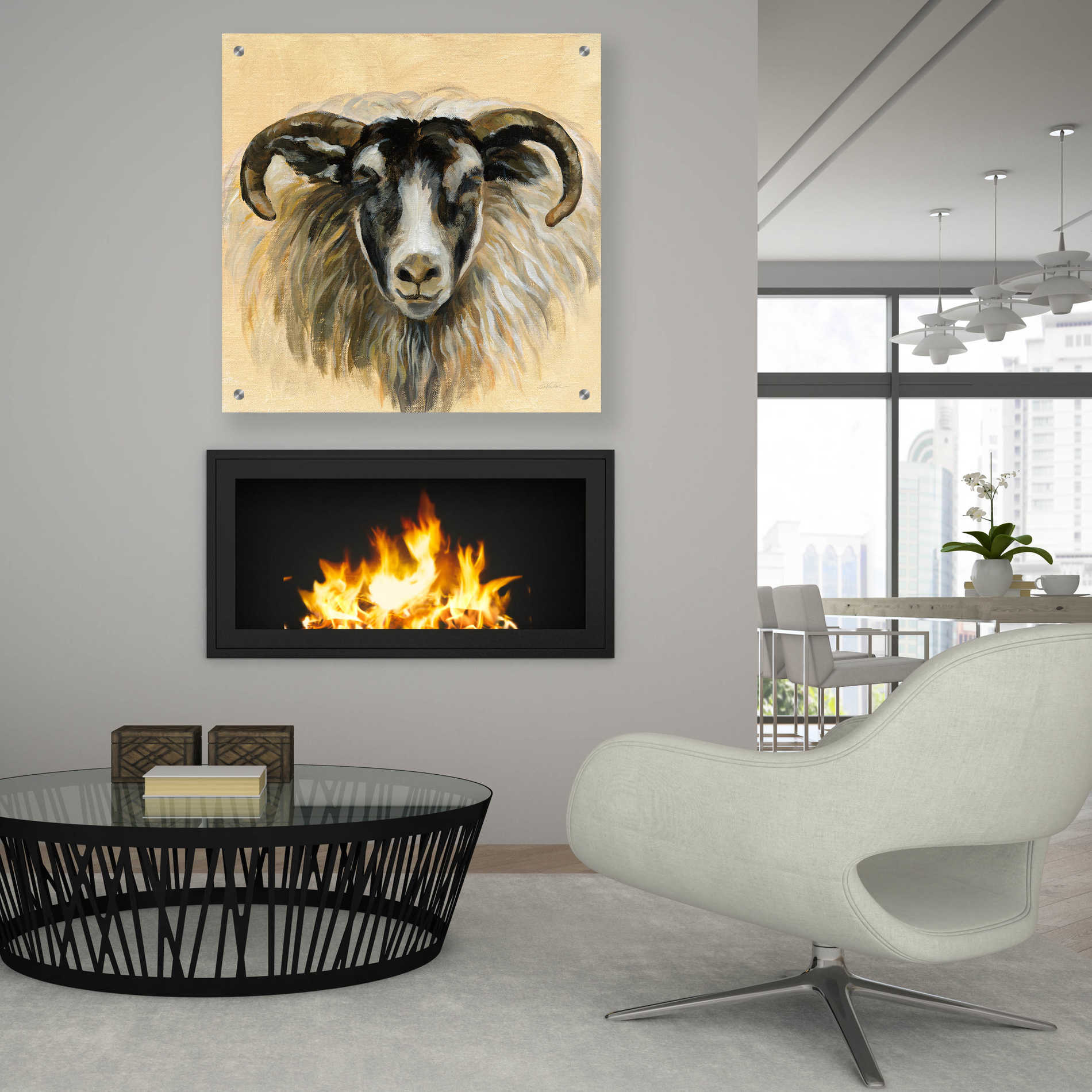 Epic Art 'Highland Animal Ram' by Silvia Vassileva, Acrylic Glass Wall Art,36x36
