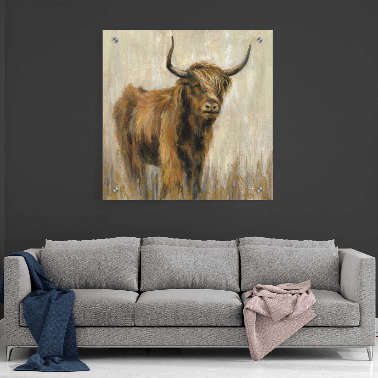 Epic Art 'Highland Mountain Cow' by Silvia Vassileva, Acrylic Glass Wall Art,36x36