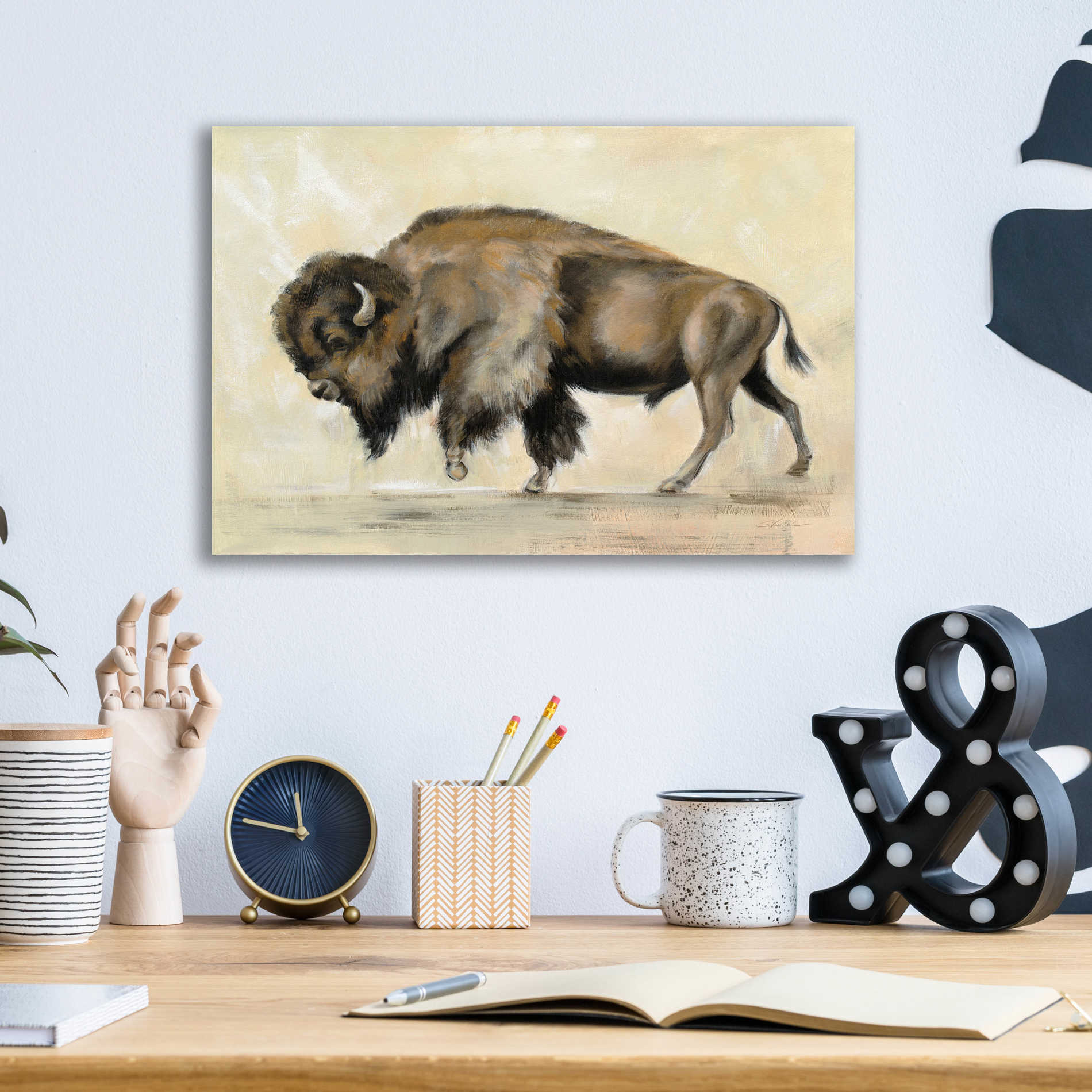 Epic Art 'Bronze Buffalo' by Silvia Vassileva, Acrylic Glass Wall Art,16x12