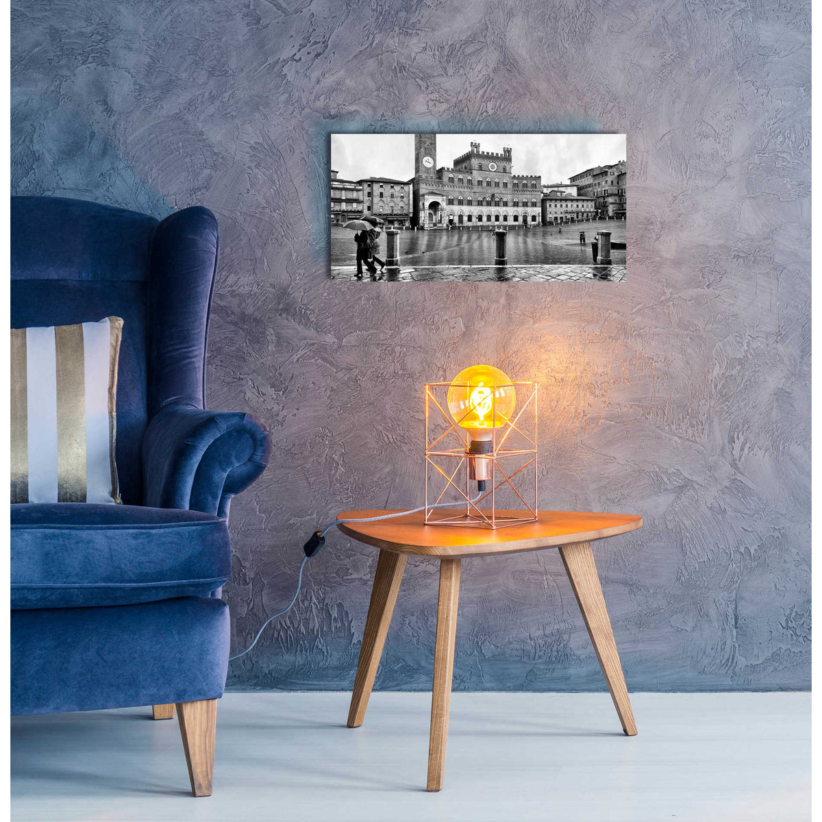 Epic Art 'At Main Square' by Larry Malvin, Acrylic Glass Wall Art,24x12