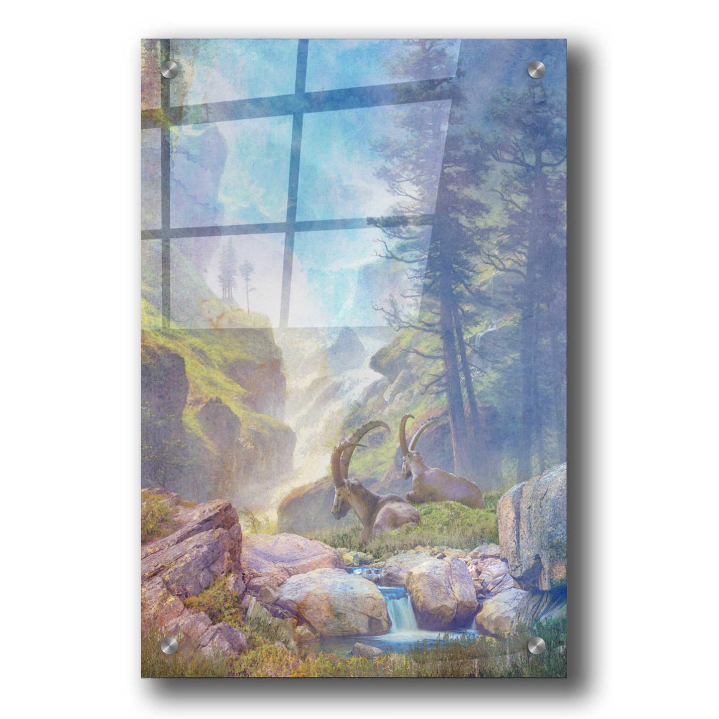 Epic Art 'Bighorn Falls' by Steve Hunziker, Acrylic Glass Wall Art,24x36