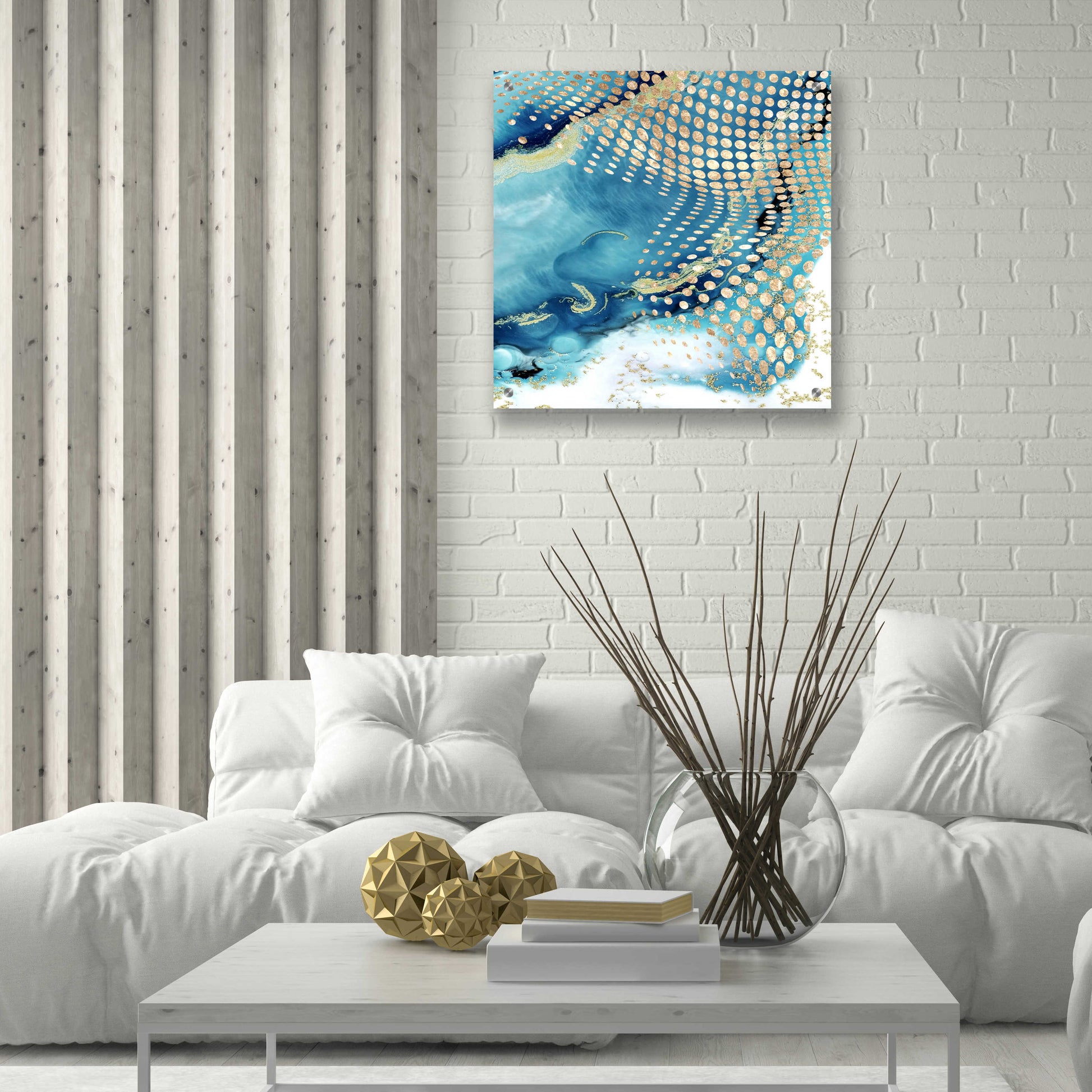 Epic Art 'Waves and Dots 2' by Karen Smith, Acrylic Glass Wall Art,24x24