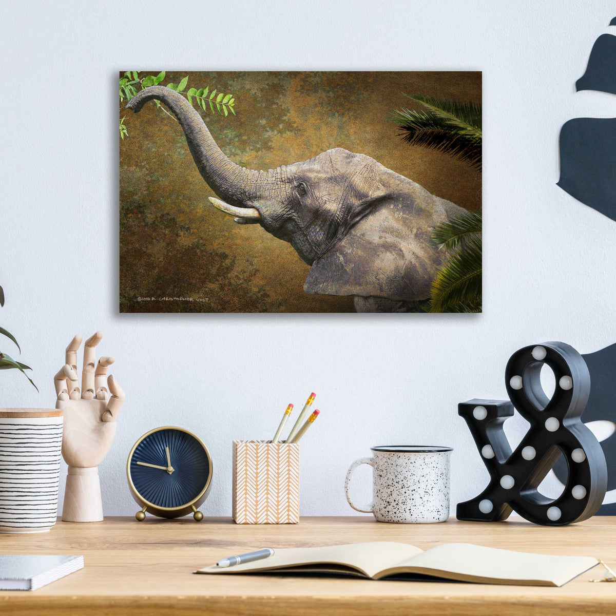 Epic Art 'Forest Elephant' by Chris Vest, Acrylic Glass Wall Art,16x12