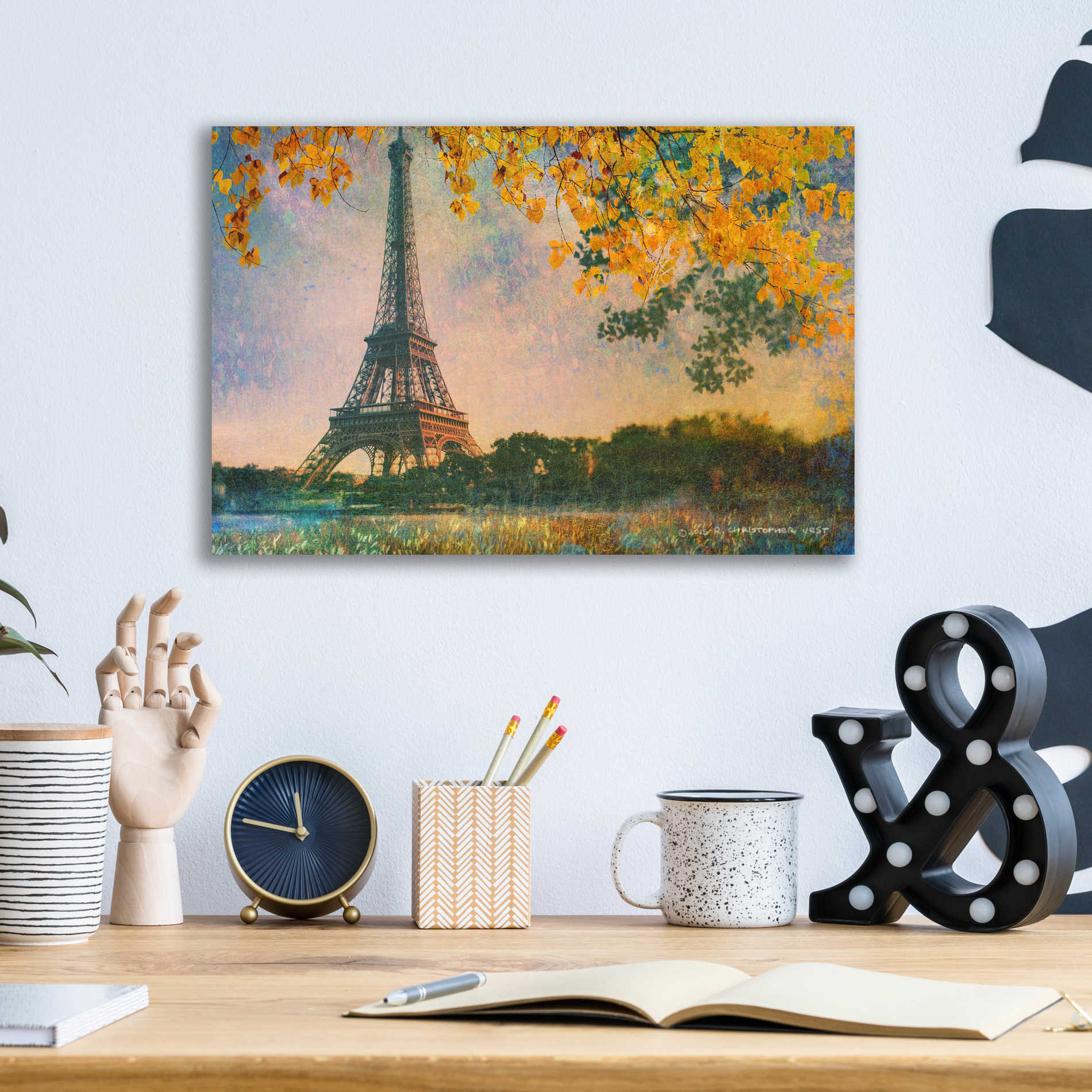 Epic Art 'Eiffel Park Sunrise' by Chris Vest, Acrylic Glass Wall Art,16x12