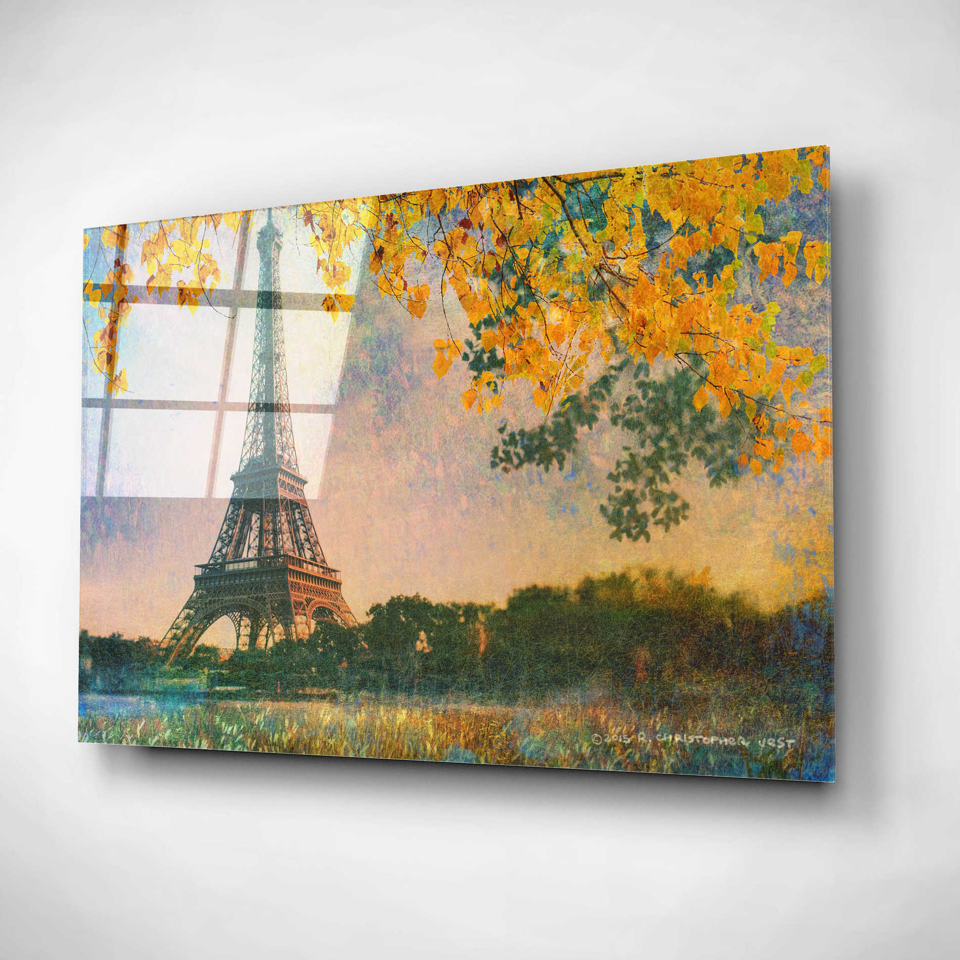 Epic Art 'Eiffel Park Sunrise' by Chris Vest, Acrylic Glass Wall Art,24x16