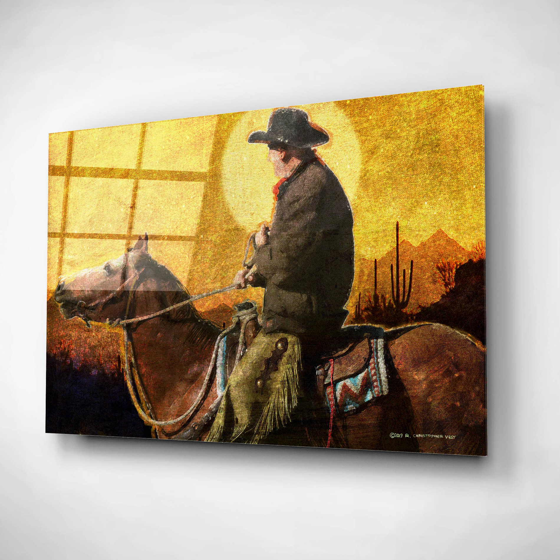 Epic Art 'Rough Trail Cowboy' by Chris Vest, Acrylic Glass Wall Art,16x12