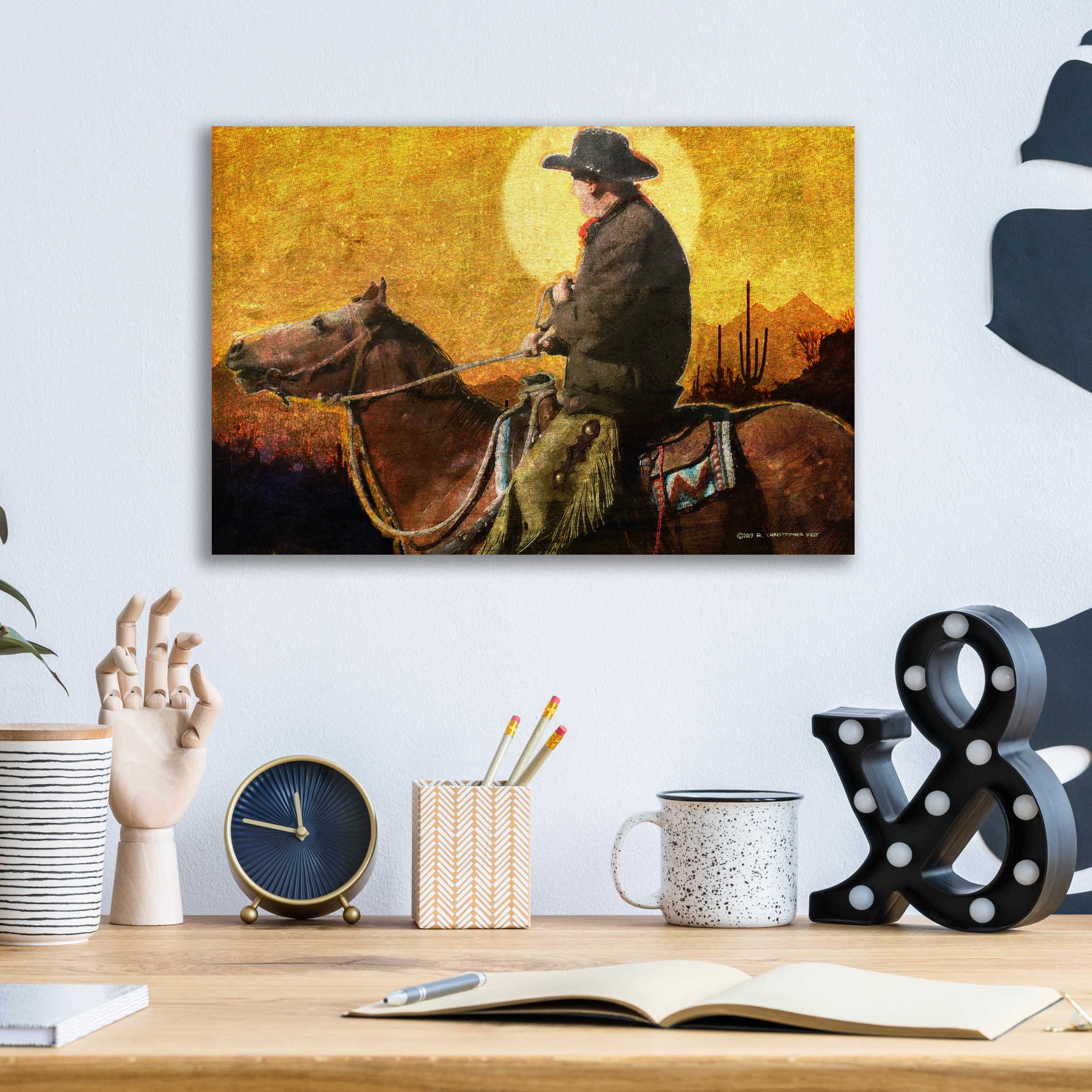 Epic Art 'Rough Trail Cowboy' by Chris Vest, Acrylic Glass Wall Art,16x12