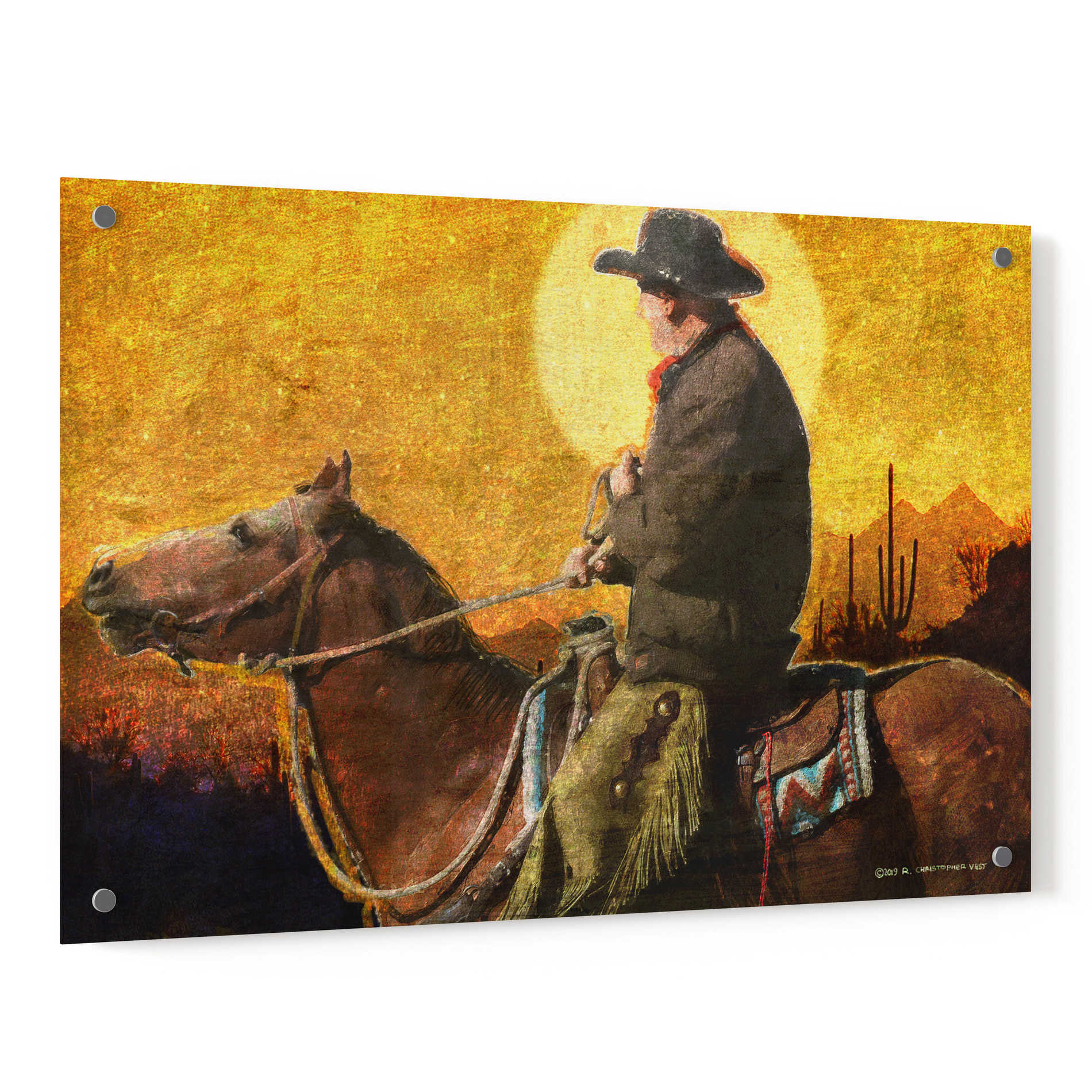Epic Art 'Rough Trail Cowboy' by Chris Vest, Acrylic Glass Wall Art,36x24