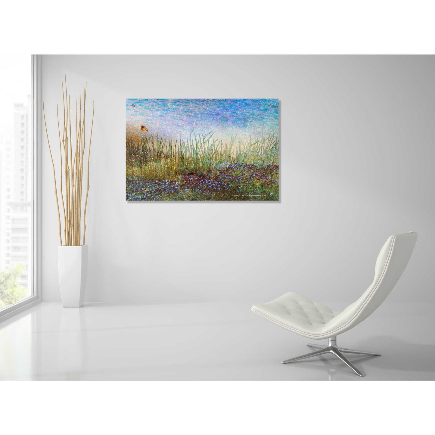 Epic Art 'Meadow with Butterfly' by Chris Vest, Acrylic Glass Wall Art,36x24