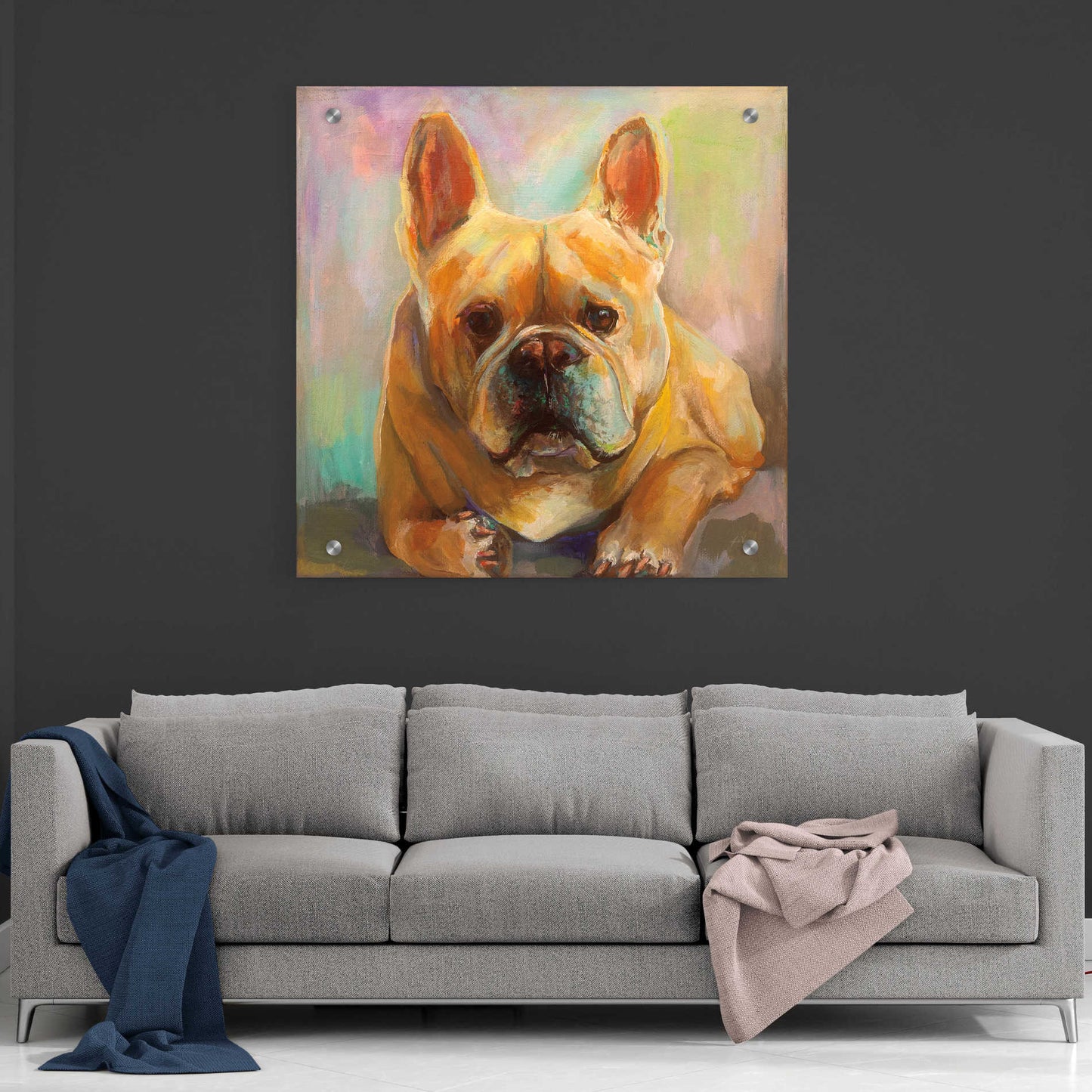 Epic Art 'Frenchie' by Jeanette Vertentes, Acrylic Glass Wall Art,36x36
