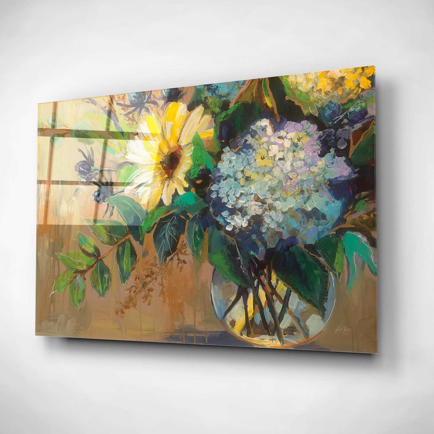 Epic Art 'Glass Floral' by Jeanette Vertentes, Acrylic Glass Wall Art,16x12