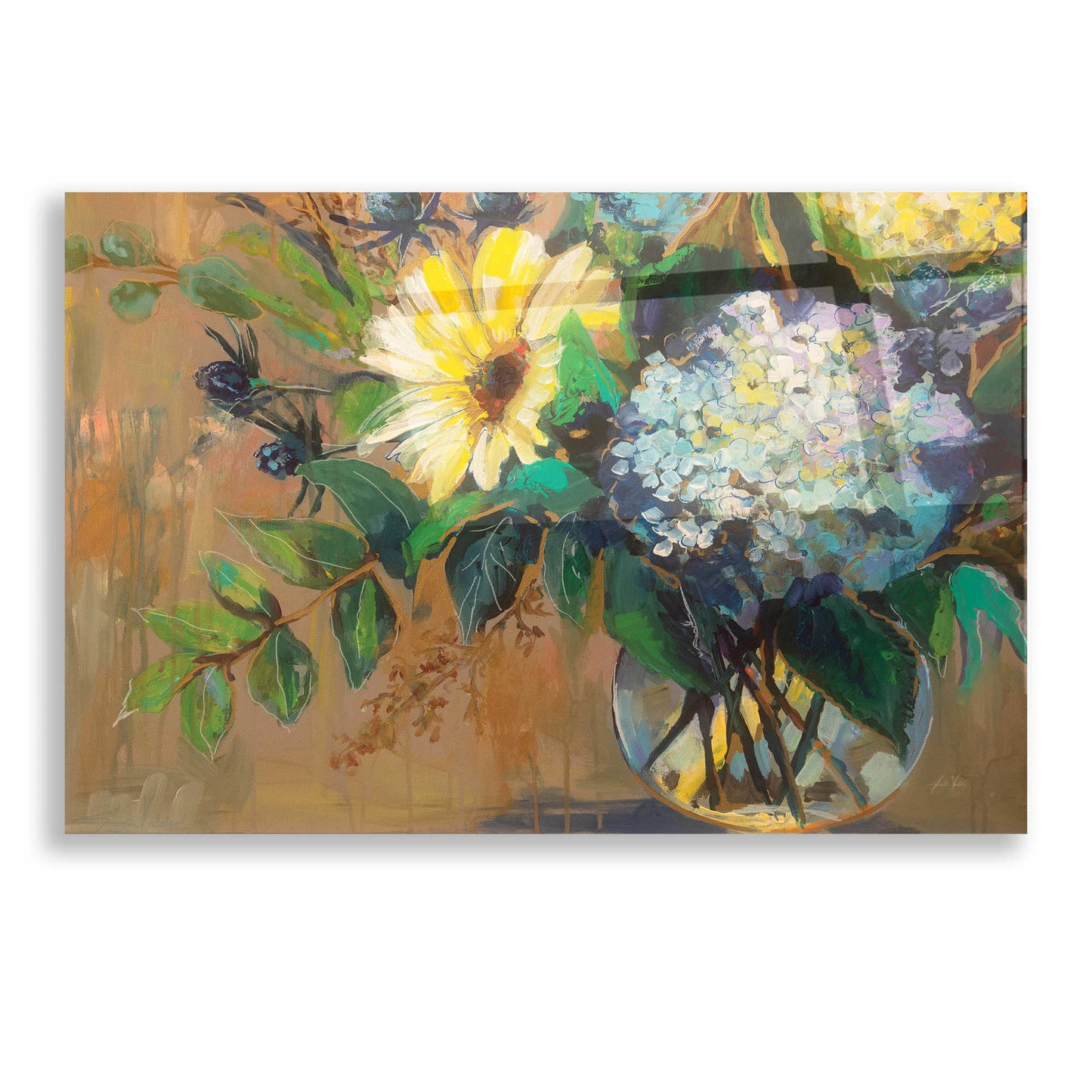Epic Art 'Glass Floral' by Jeanette Vertentes, Acrylic Glass Wall Art,16x12