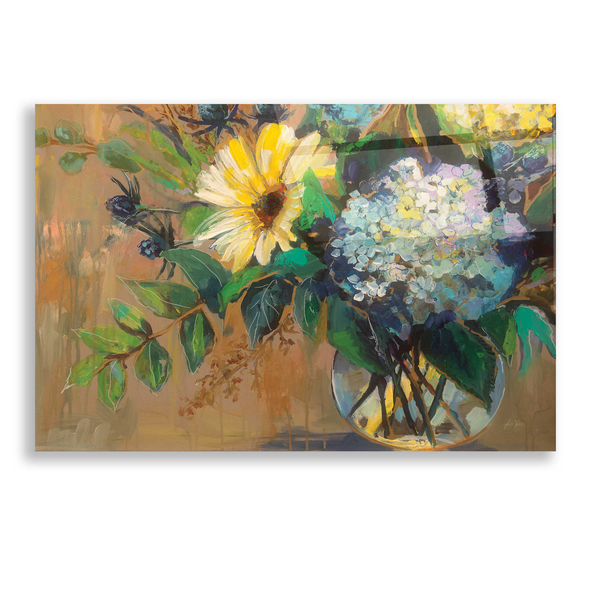 Epic Art 'Glass Floral' by Jeanette Vertentes, Acrylic Glass Wall Art,24x16