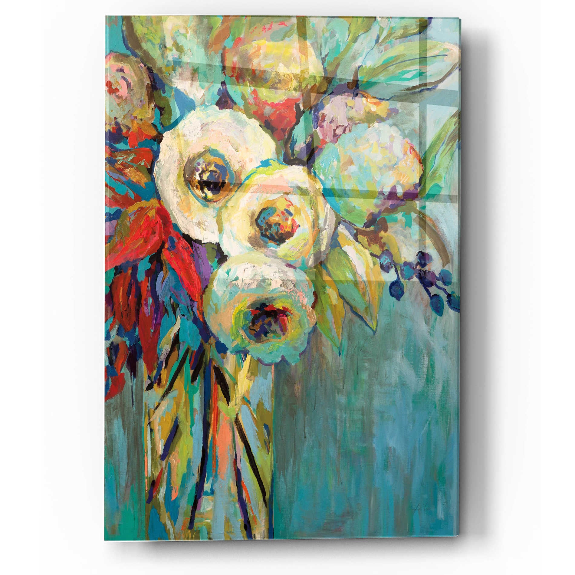 Epic Art 'Mod Floral' by Jeanette Vertentes, Acrylic Glass Wall Art,12x16