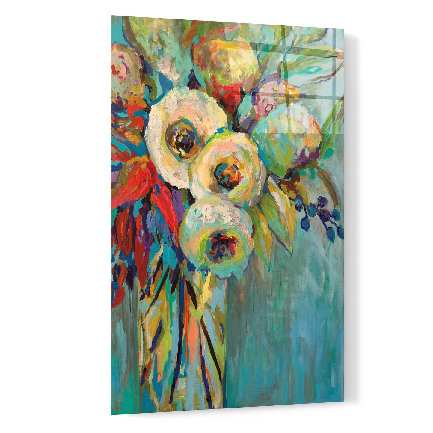 Epic Art 'Mod Floral' by Jeanette Vertentes, Acrylic Glass Wall Art,16x24