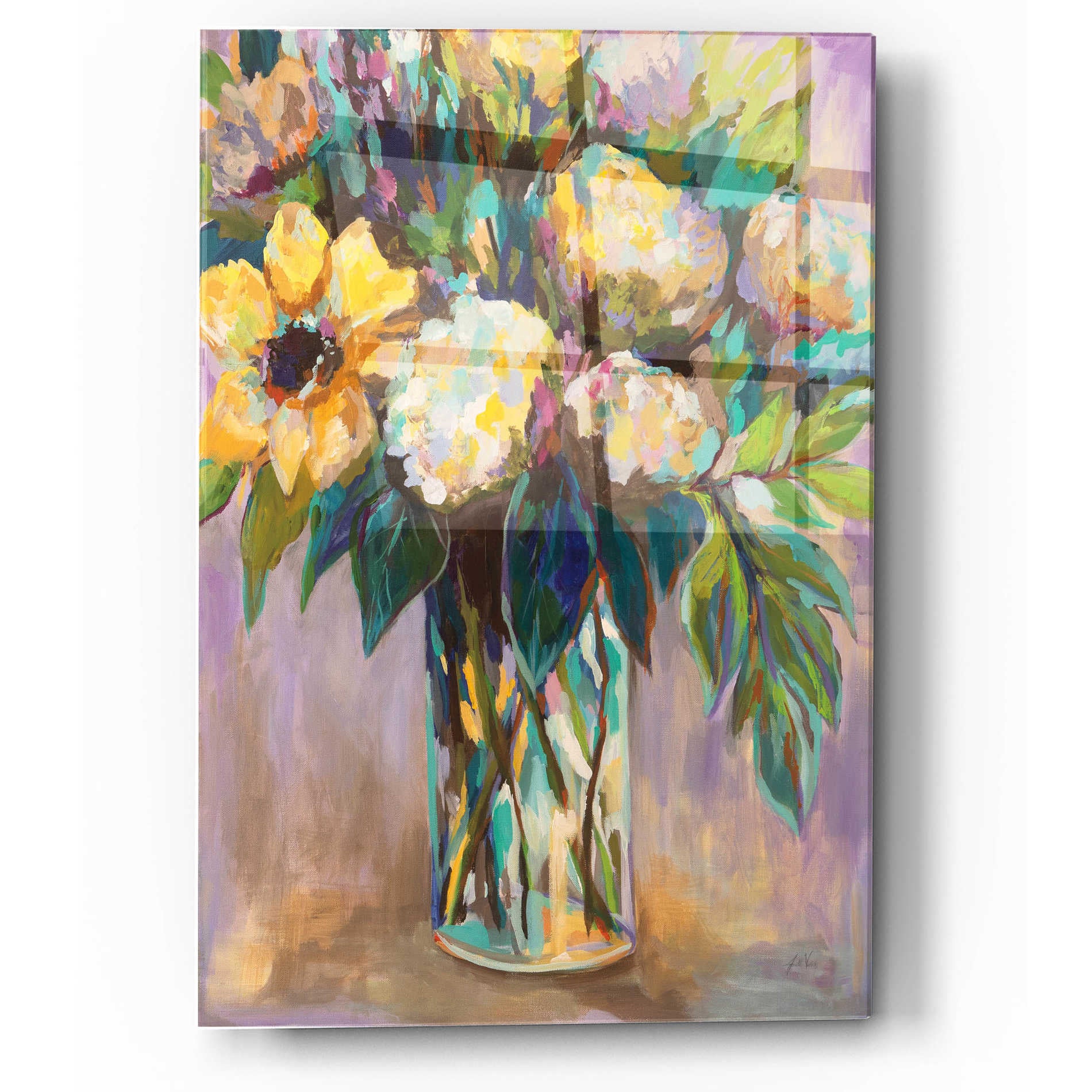 Epic Art 'Summmer Floral' by Jeanette Vertentes, Acrylic Glass Wall Art,12x16