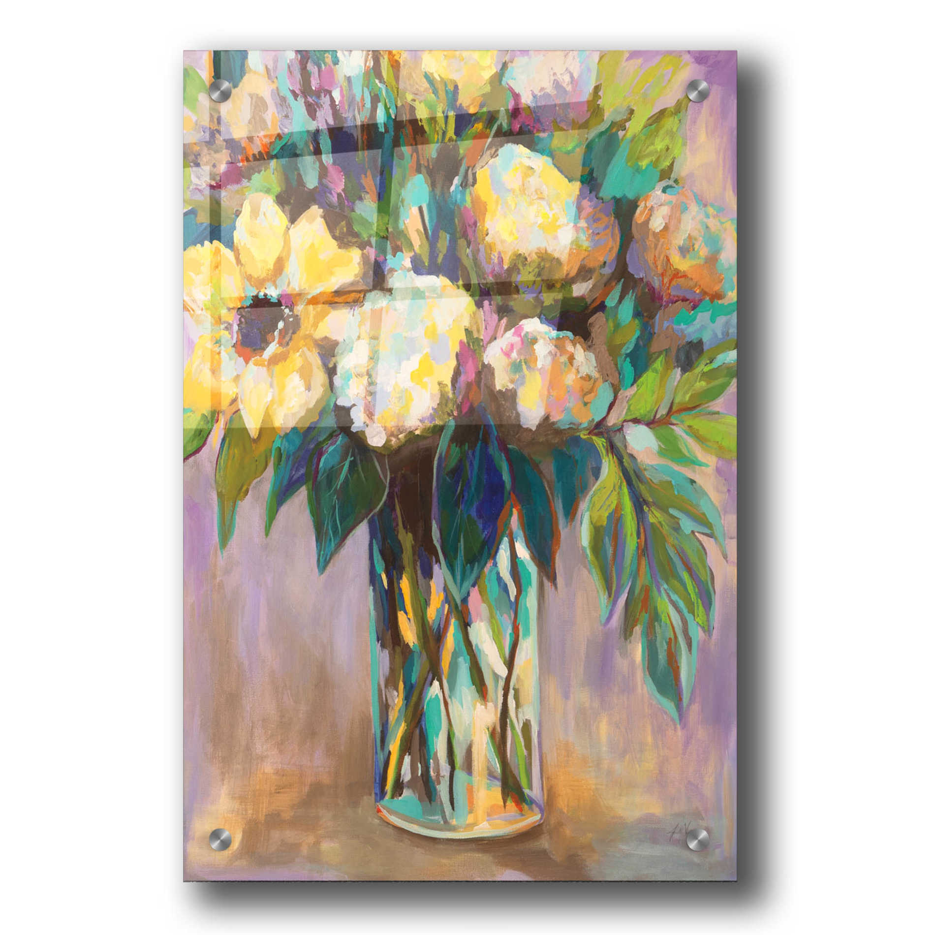 Epic Art 'Summmer Floral' by Jeanette Vertentes, Acrylic Glass Wall Art,24x36
