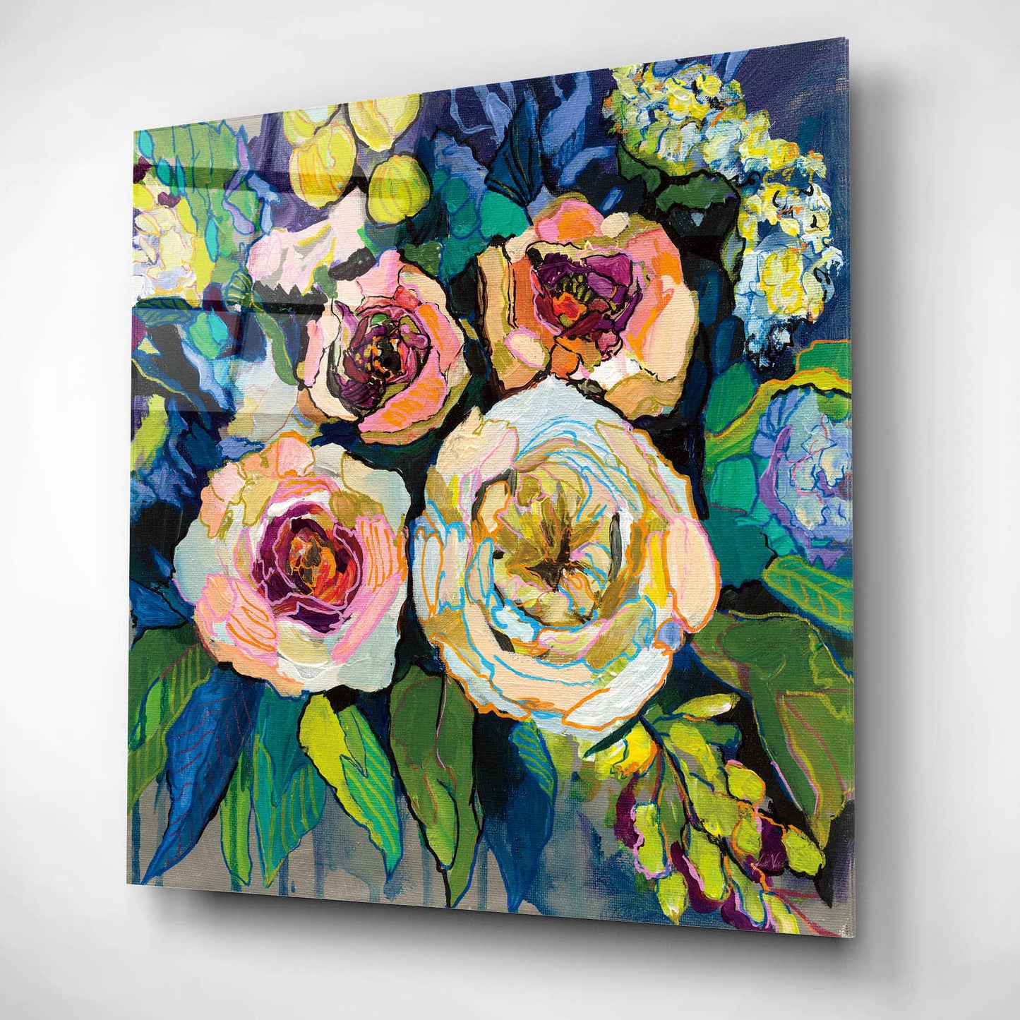 Epic Art 'Peony Garden' by Jeanette Vertentes, Acrylic Glass Wall Art,12x12