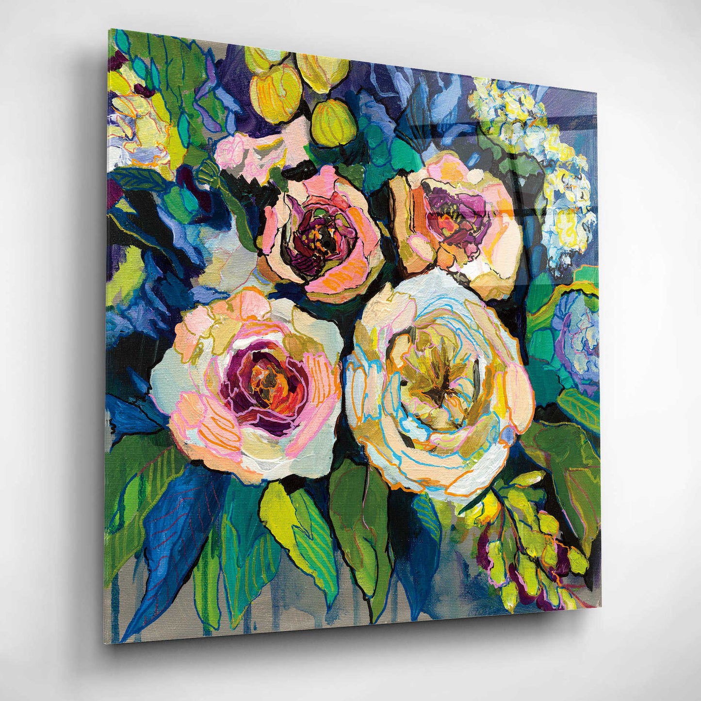 Epic Art 'Peony Garden' by Jeanette Vertentes, Acrylic Glass Wall Art,12x12