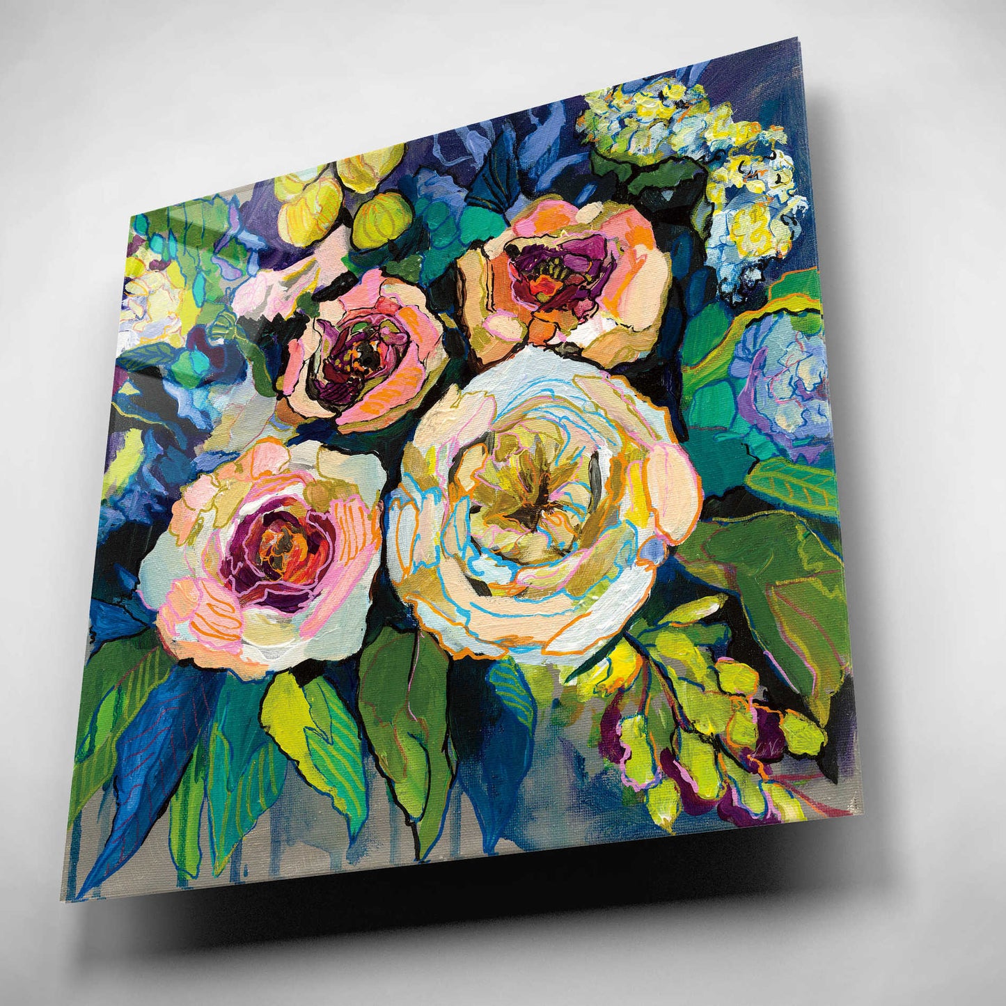 Epic Art 'Peony Garden' by Jeanette Vertentes, Acrylic Glass Wall Art,12x12