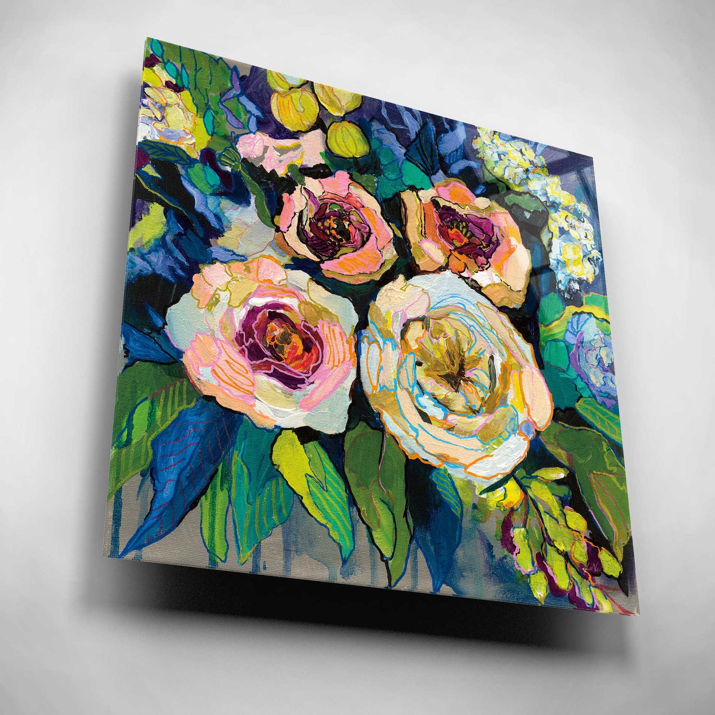 Epic Art 'Peony Garden' by Jeanette Vertentes, Acrylic Glass Wall Art,12x12