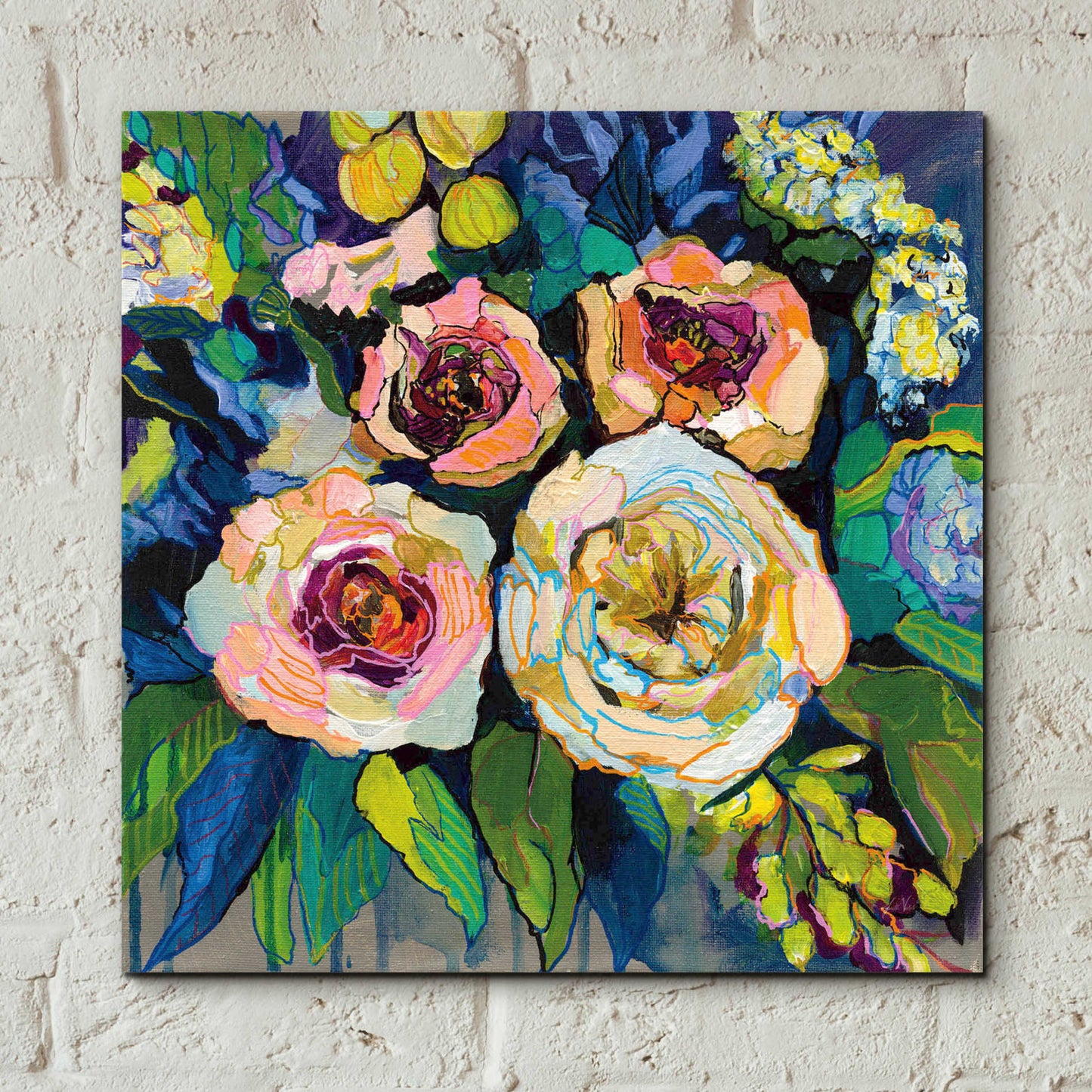 Epic Art 'Peony Garden' by Jeanette Vertentes, Acrylic Glass Wall Art,12x12