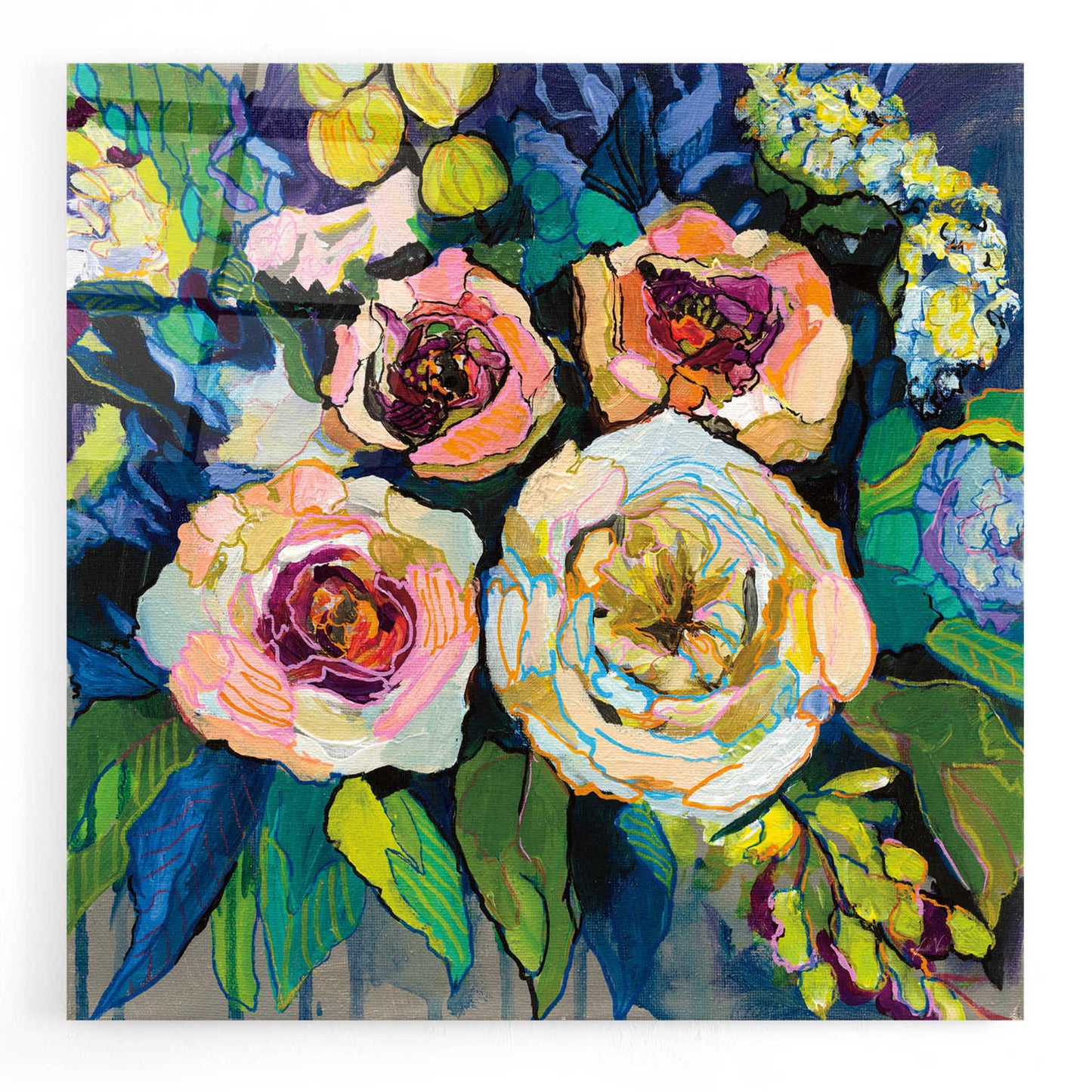 Epic Art 'Peony Garden' by Jeanette Vertentes, Acrylic Glass Wall Art,12x12