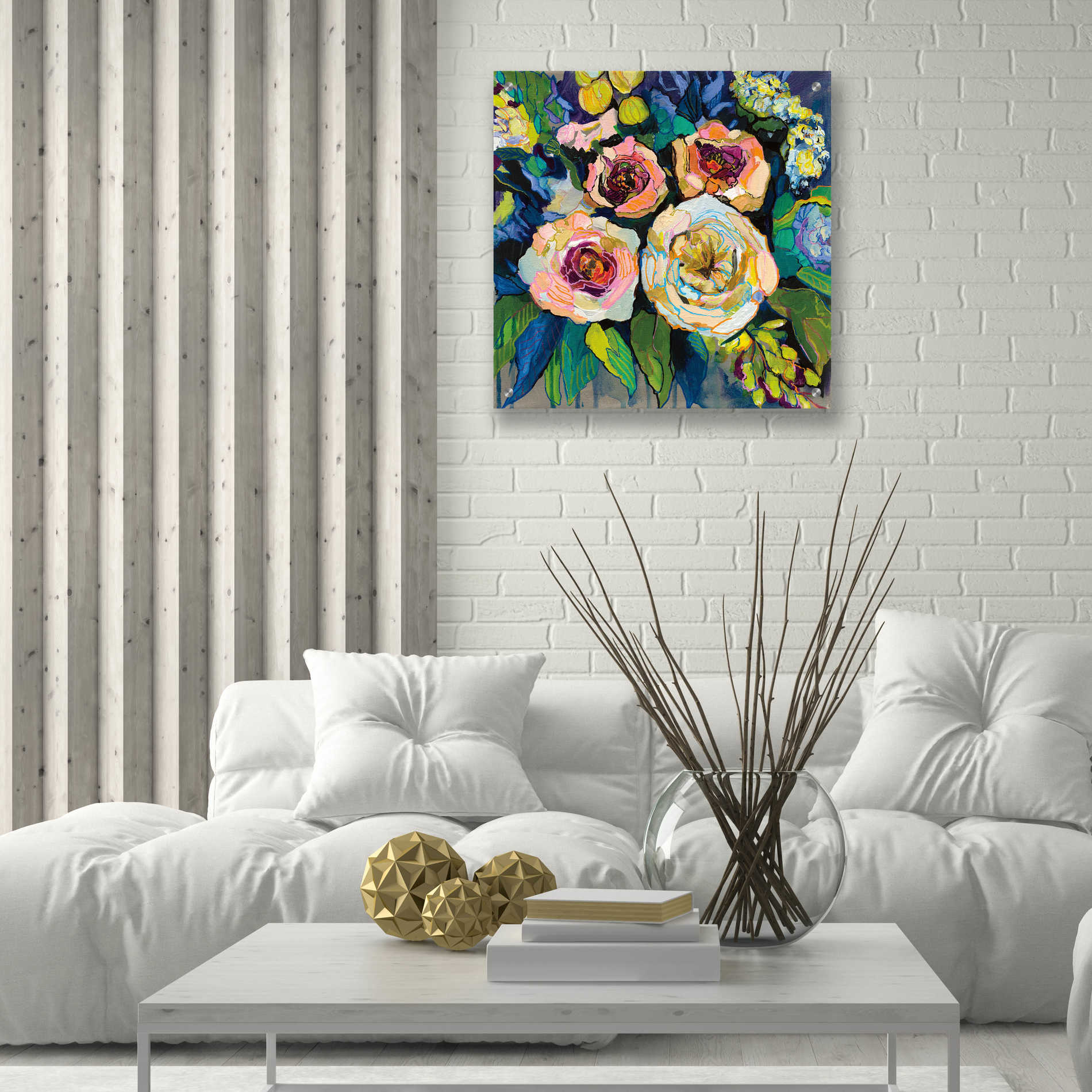 Epic Art 'Peony Garden' by Jeanette Vertentes, Acrylic Glass Wall Art,24x24