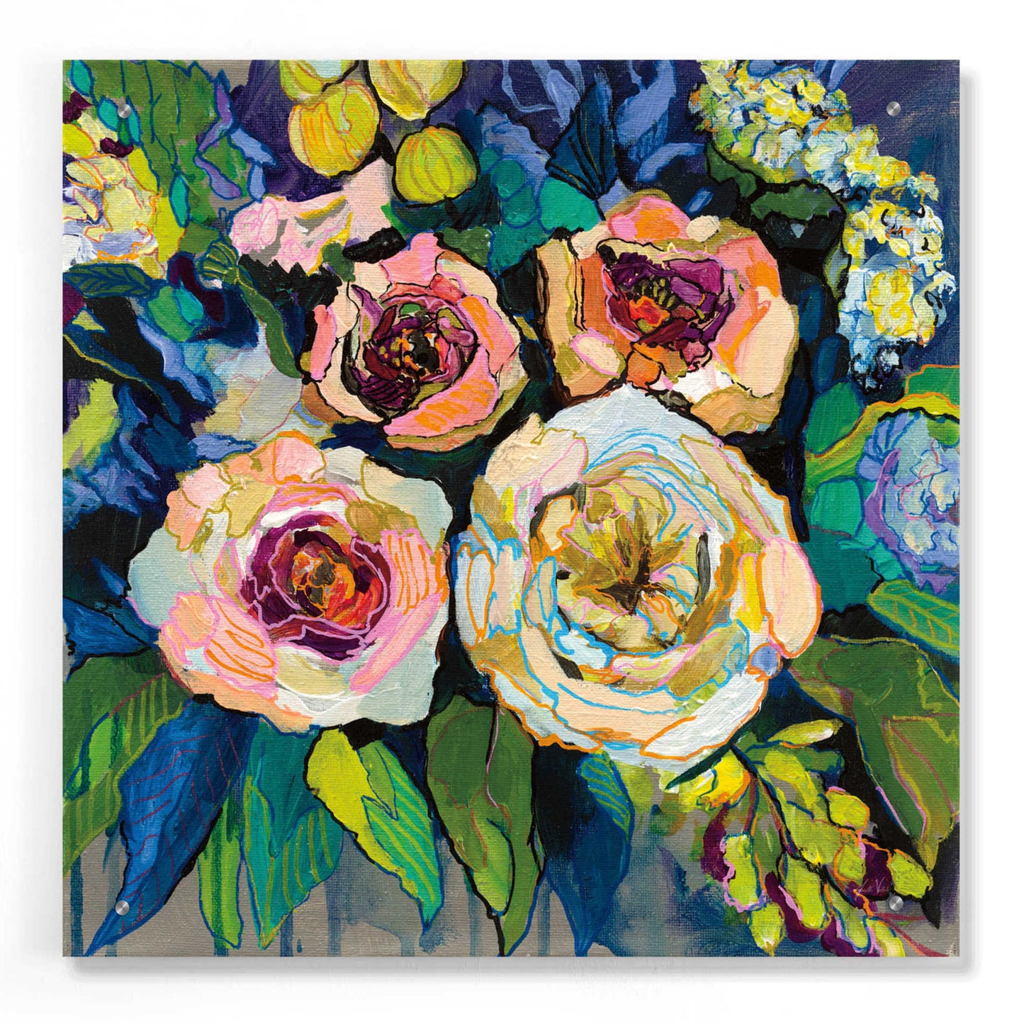 Epic Art 'Peony Garden' by Jeanette Vertentes, Acrylic Glass Wall Art,24x24