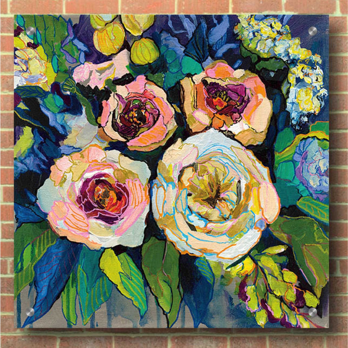 Epic Art 'Peony Garden' by Jeanette Vertentes, Acrylic Glass Wall Art,36x36