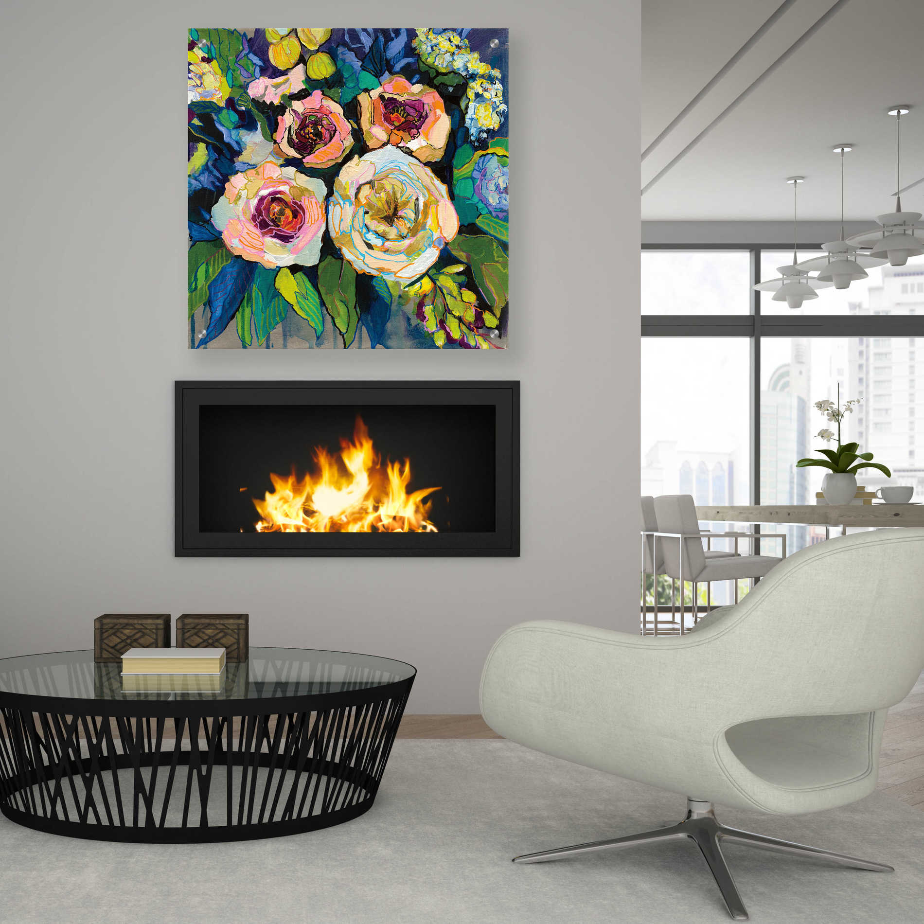 Epic Art 'Peony Garden' by Jeanette Vertentes, Acrylic Glass Wall Art,36x36