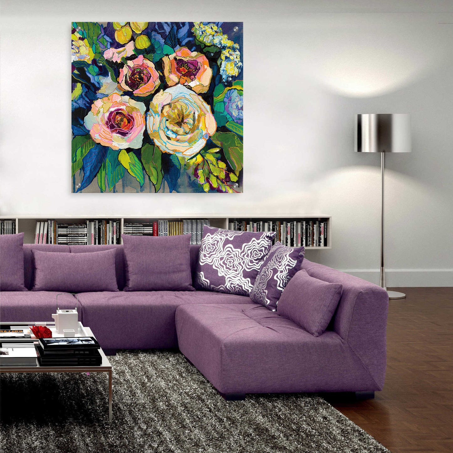 Epic Art 'Peony Garden' by Jeanette Vertentes, Acrylic Glass Wall Art,36x36